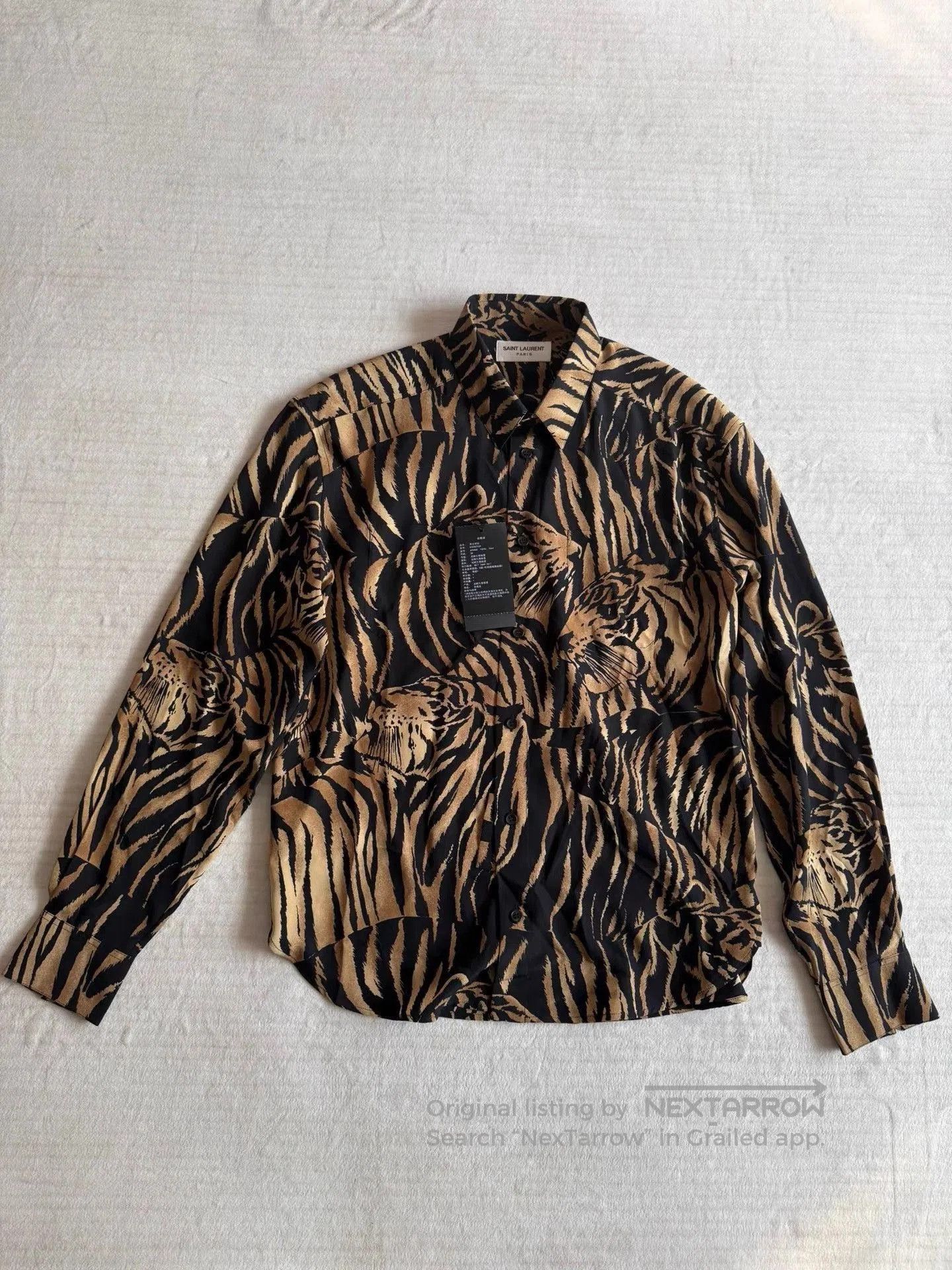 Saint Laurent Paris Tiger Print Long Sleeve Button Up Shirt. Size US M / EU 48-50 / 2 - 1 Thumbnail