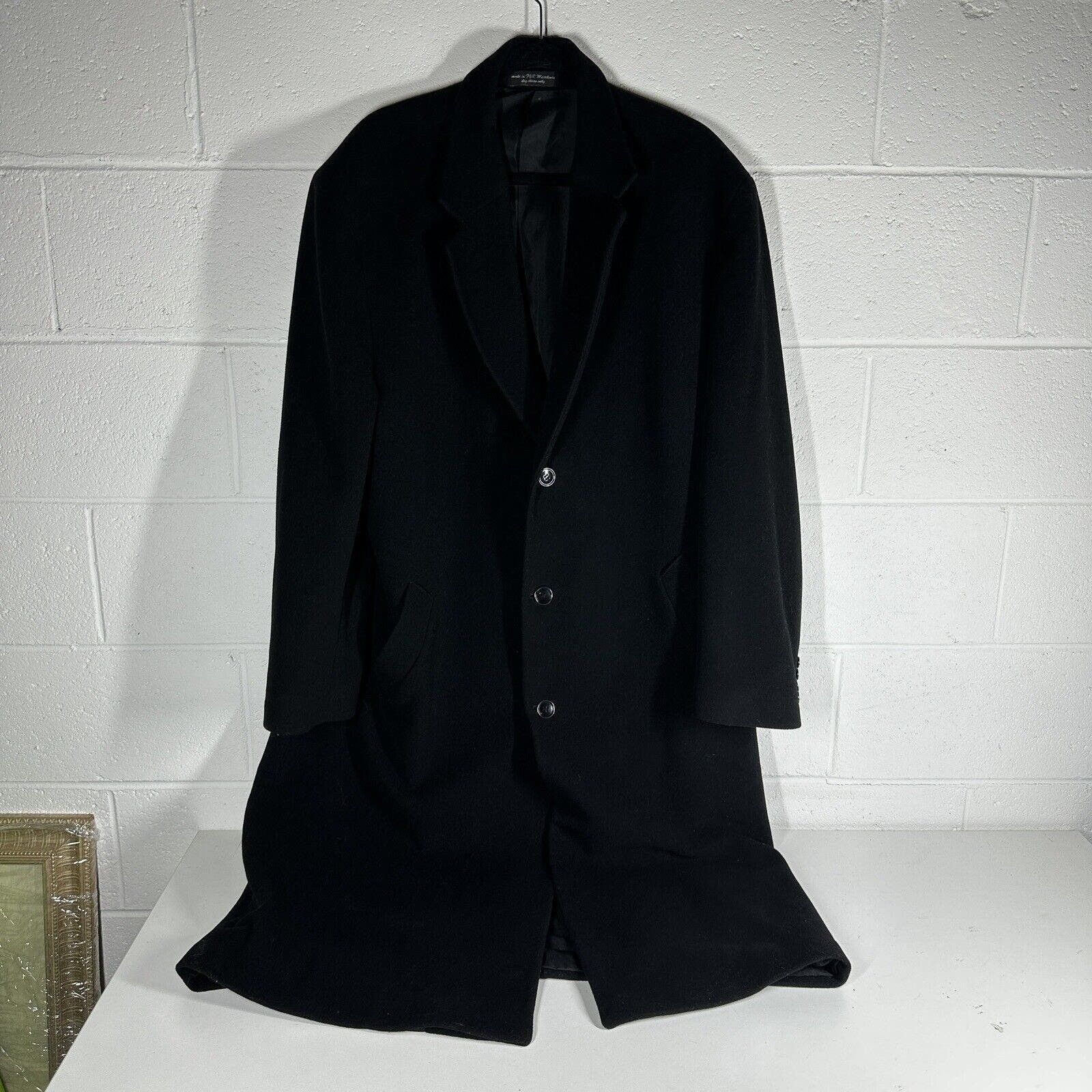 image of Vintage Chaps Ralph Laurent Mens Black Cashmere Wool Coat 46R (Size 2XL)