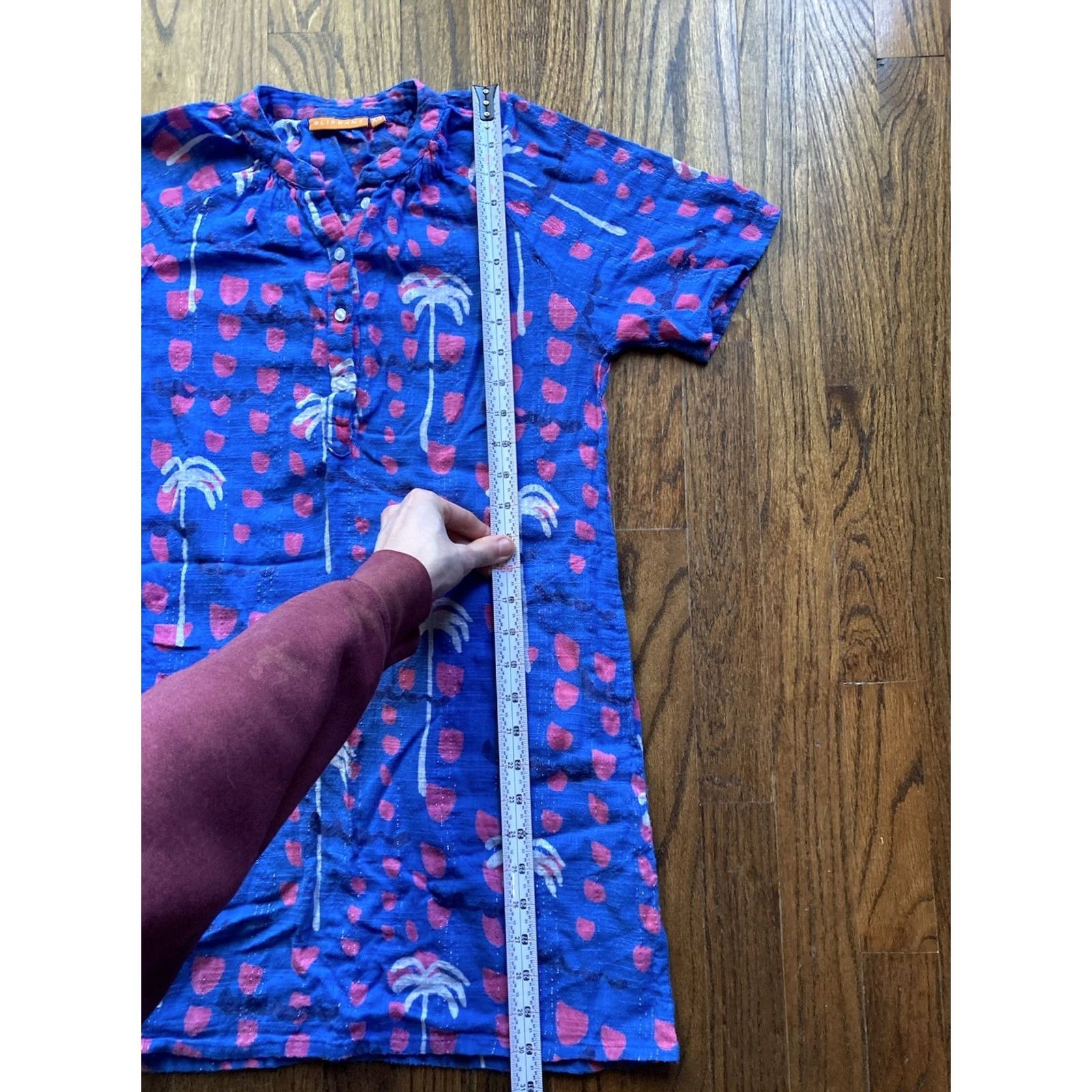 Vintage Oliphant Dress Womens XS Blue Cotton Mini Tropical Breezy Beach Button Up Size XS / US 0-2 / IT 36-38 - 4 Thumbnail
