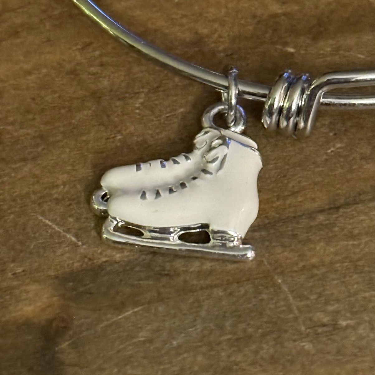 Other Silver ice skate initial M charm expandable bangle bracelet Size ONE SIZE - 4 Thumbnail