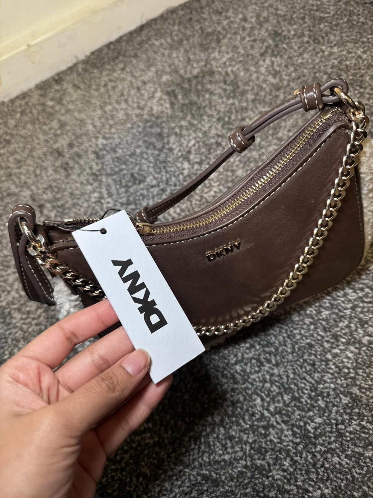 DKNY DKNY Brown Faux Leather Bag with Chain New Tags RPR $140 Size ONE SIZE - 6 Thumbnail