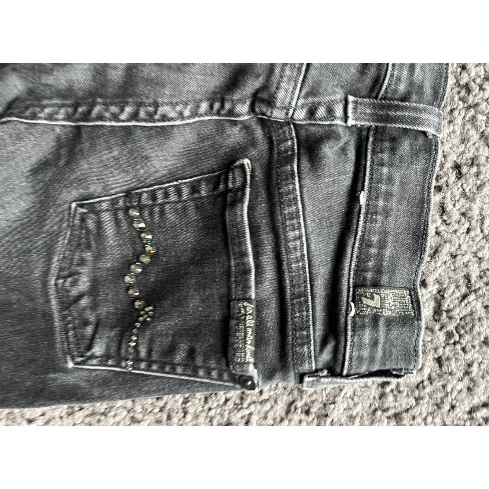 7 For All Mankind 7 For All Mankind Roxanne Jeans Skinny Black Wash Distressed Woman 24 Inseam 32 Color Black Size 24 Womens Size ONE SIZE - 5 Thumbnail