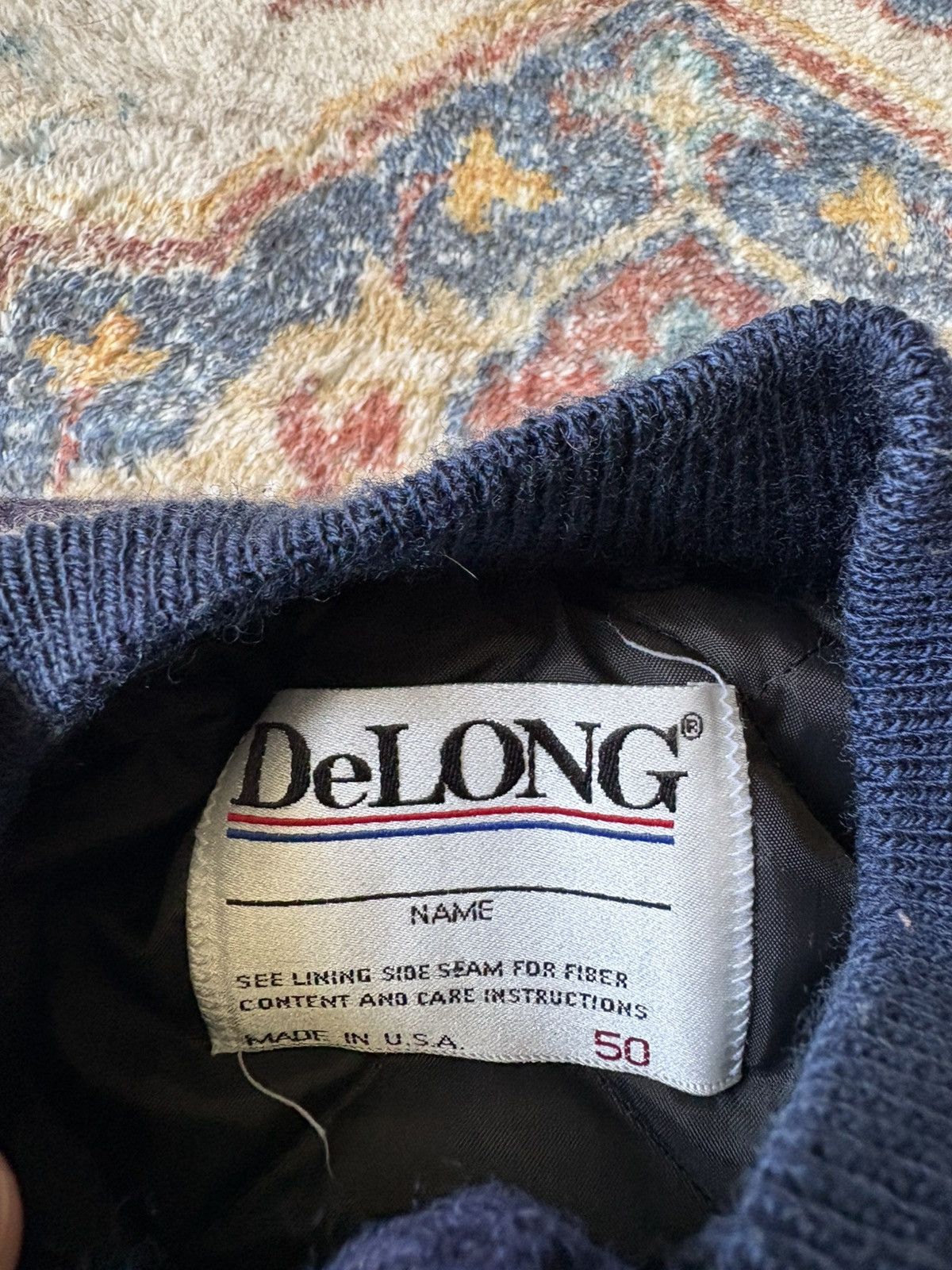 Delong Vintage 80s Delong Blue Blank Varsity Jacket Large Size US L / EU 52-54 / 3 - 3 Thumbnail