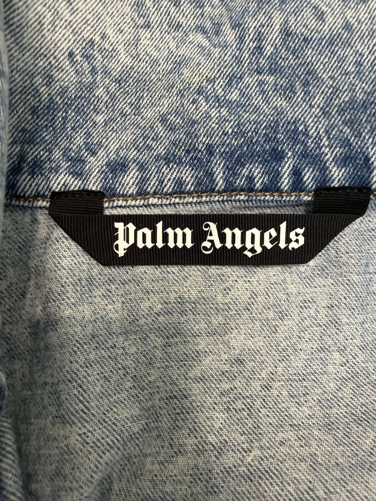 Palm Angels Palm Angels Logo Over Denim Jacket Blue White Size US M / EU 48-50 / 2 - 9 Thumbnail
