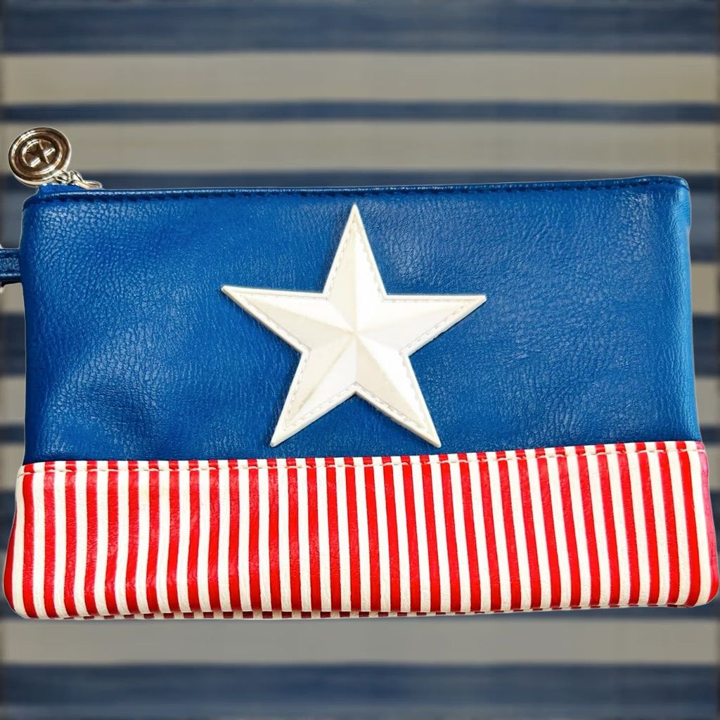 Vintage VINTAGE Marvel Disney Captain America Wristlet Wallet Purse 8"×5" Patriotic / Star NWOT Size ONE SIZE - 1 Thumbnail