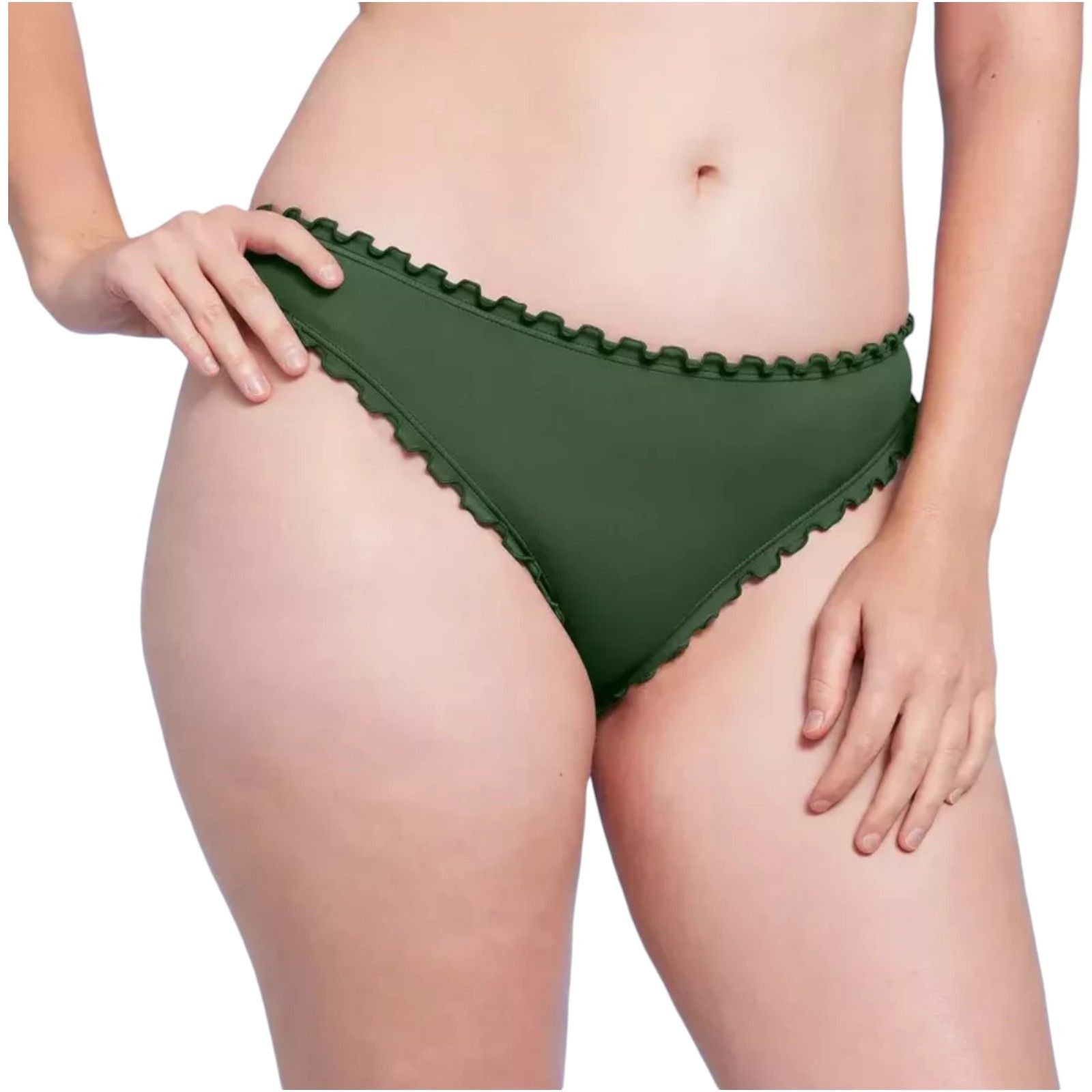 Other Shade & Shore - Women's Ruffle Cheeky Bikini Bottom - Green Size ONE SIZE - 1 Thumbnail