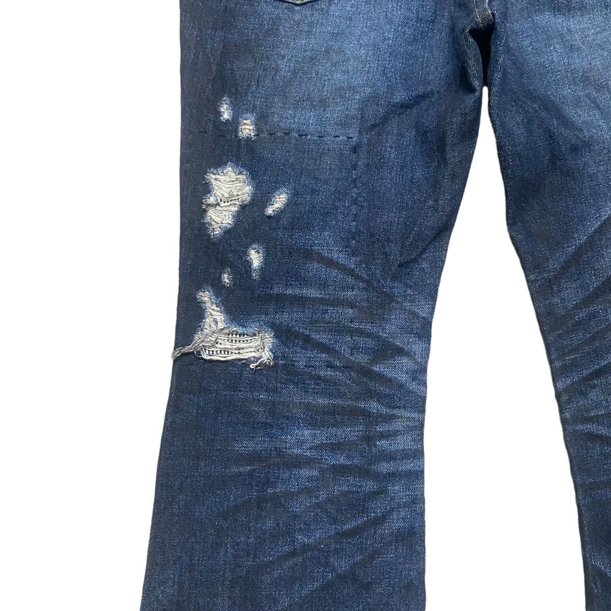 GOSTAR DE FUGA FUGA Coated Oiled Denim Flare Jeans Distressed Size US 32 / EU 48 - 14 Thumbnail