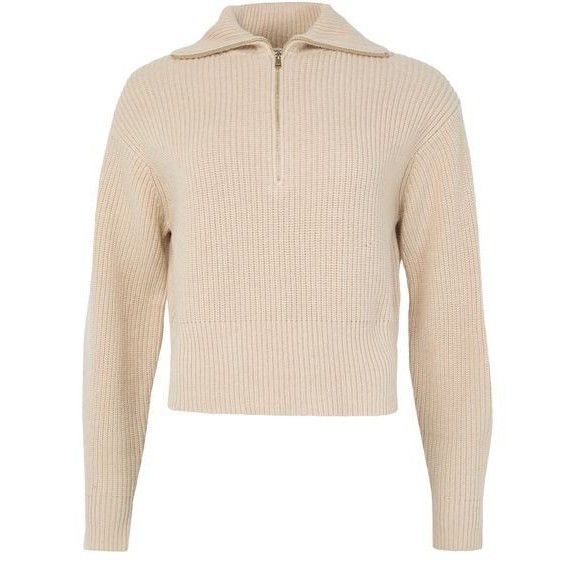 Max Mara MAX MARA Nadar Zip Neck Beige Wool Sweater New & Authentic ( Size M / US 6-8 / IT 42-44 - 1 Thumbnail