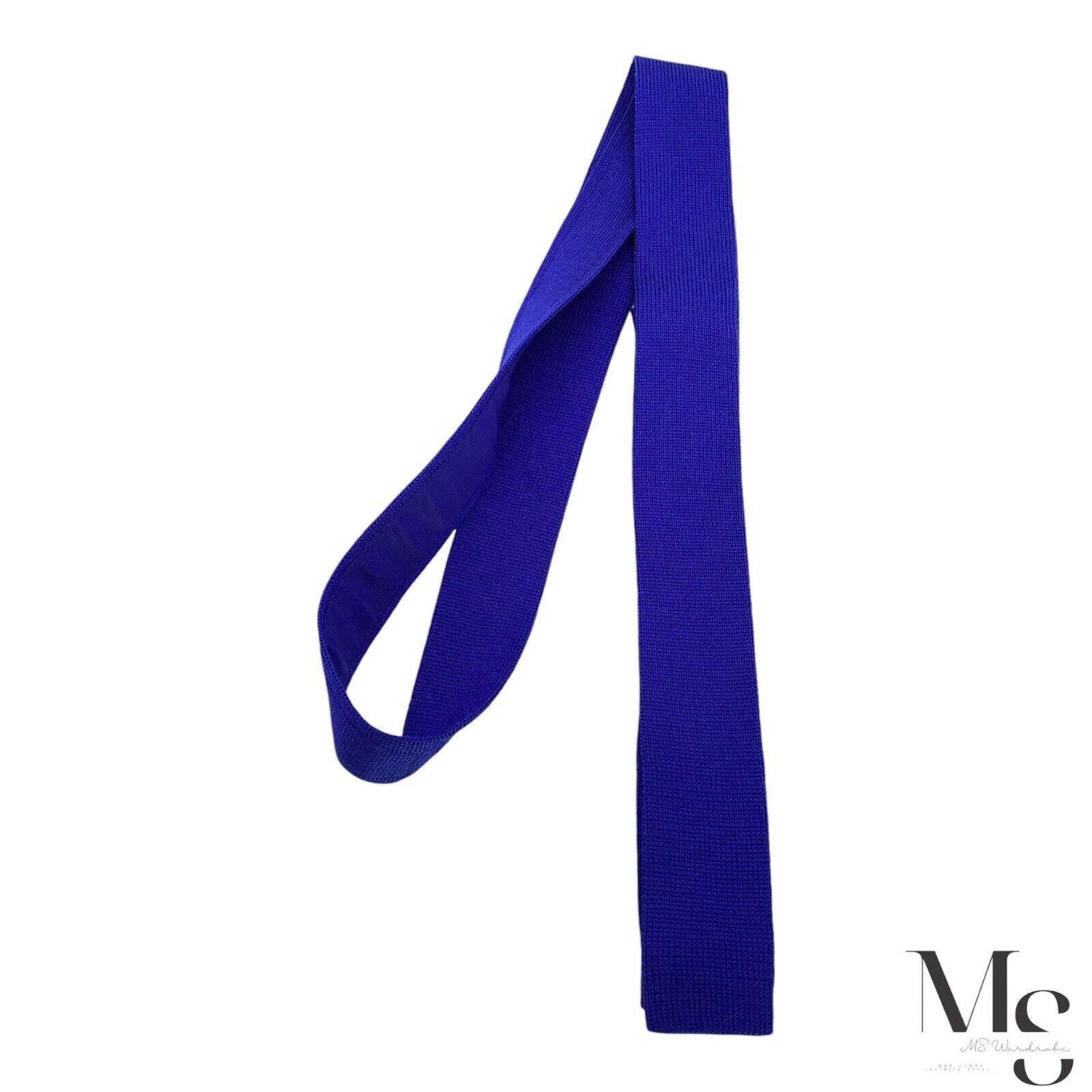 Abraham Moon & Sons ABRAMS Solid Blue Silk Knit Tie W: 1.75" EX COND Size ONE SIZE - 6 Thumbnail