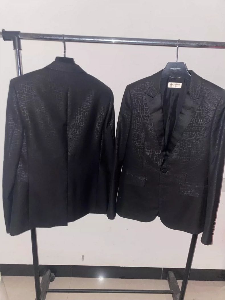 Saint Laurent Paris Saint Laurent Crocodile Pattern Smoking Jacket Size US M / EU 48-50 / 2 - 1 Thumbnail