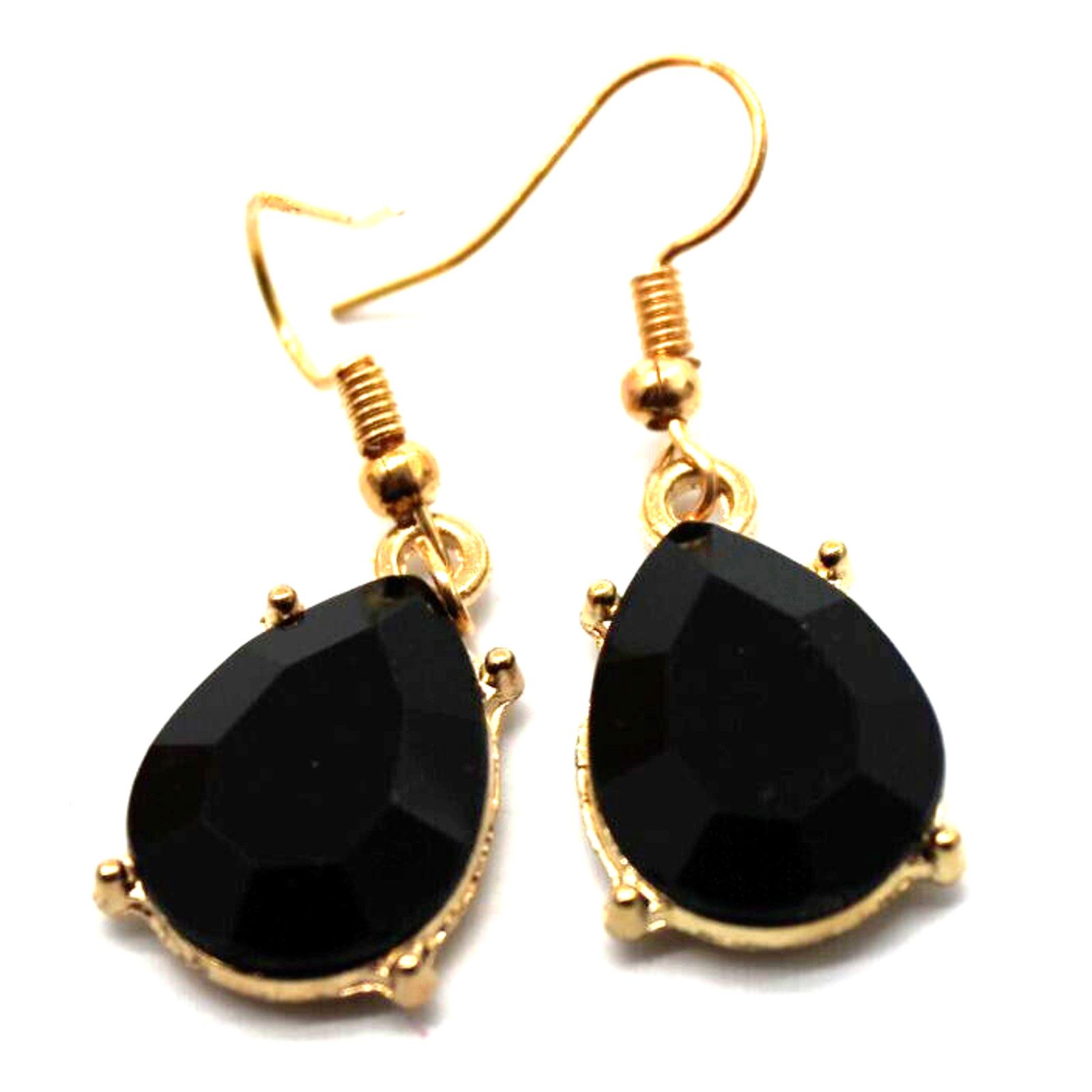 Other Black & Clear Rhinestone Goldtone Necklace Earring Set Size ONE SIZE - 4 Thumbnail