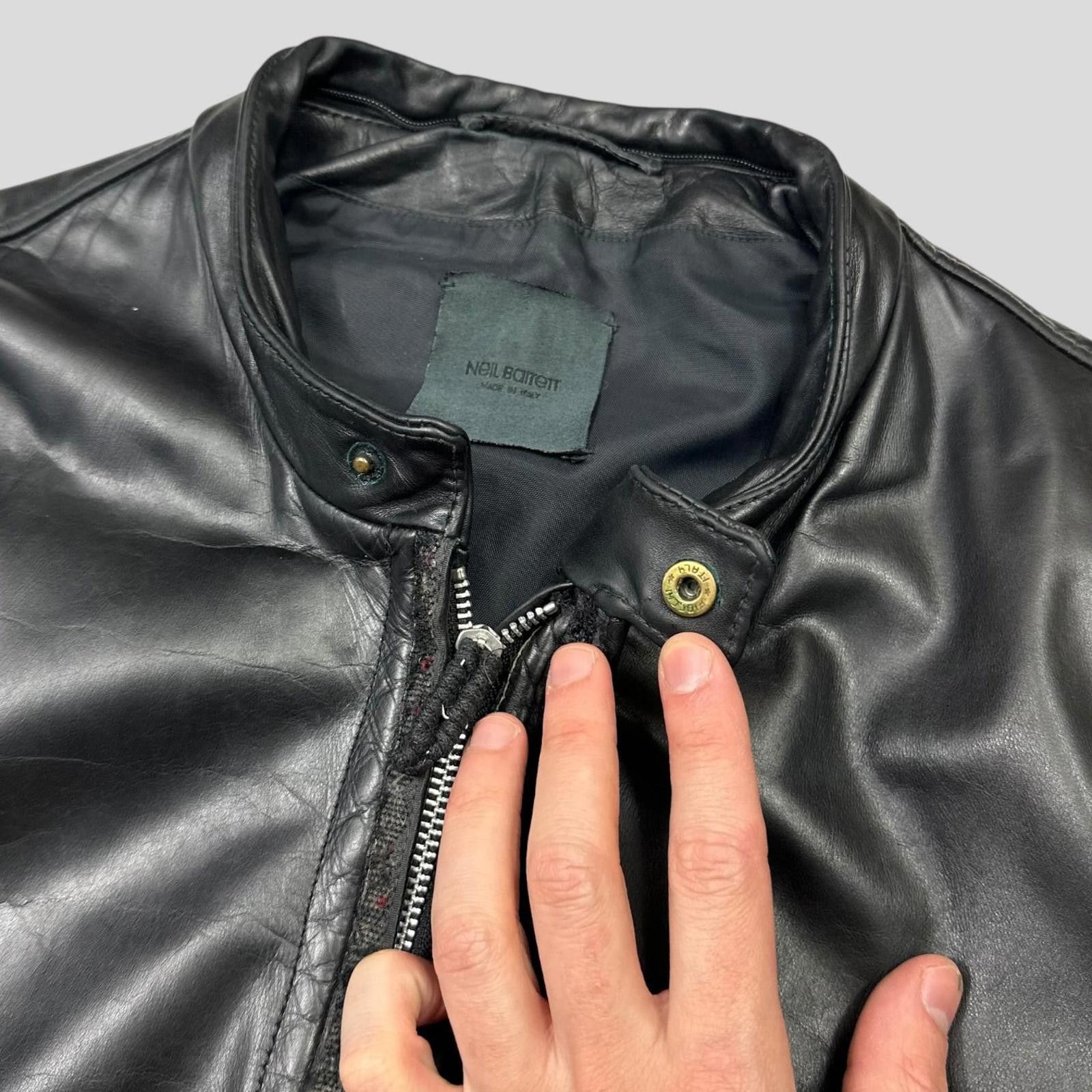 Neil Barrett Neil Barrett 00’s Textured Padded Leather Moto Jacket - L/ Size US L / EU 52-54 / 3 - 7 Thumbnail
