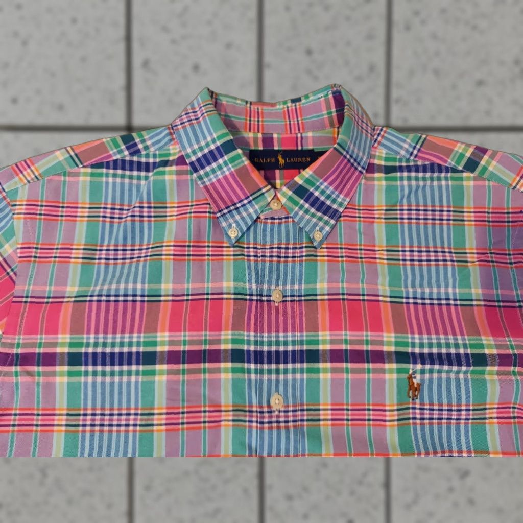 Polo Ralph Lauren Polo Ralph Lauren Shirt XL Men Button-Up Long Sleeve Cotton Blue Plaid Dress Shirt Size 46R - 1 Thumbnail