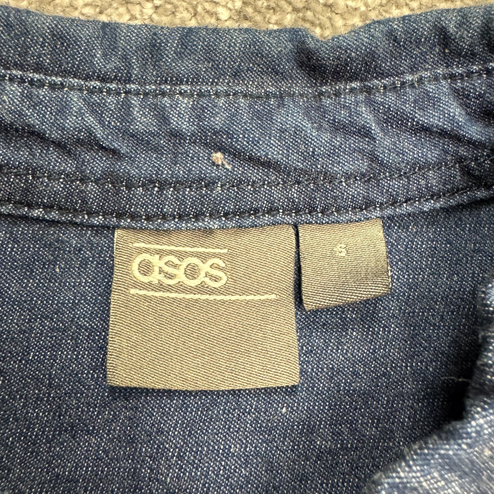 Asos ASOS Denim Button-Down Shirt Mens Small Blue Long Sleeve Cotton Casual Shirt Size US S / EU 44-46 / 1 - 6 Thumbnail