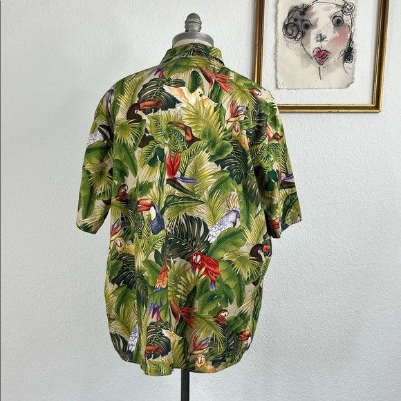 Vintage VTG Hawiian Tropical Bird of Paradise Jungle Forest Print Sh Size US XXL / EU 58 / 5 - 5 Thumbnail