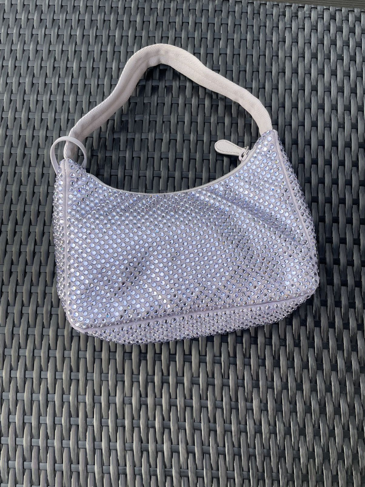 Prada Prada Purple Crystal 2000 Re-Ed Hobo Handbag Satin Silver Size ONE SIZE - 6 Thumbnail