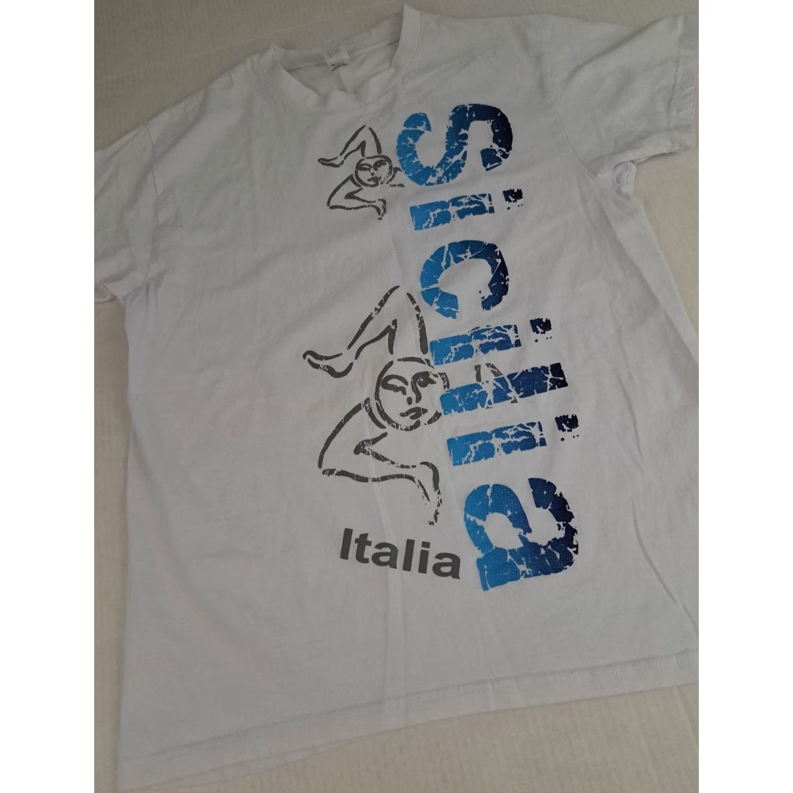 Vintage VINTAGE Sicilia, Italy T-Shirt White L Women Short Sleeve Crew Neck Me Canvas Cotton 25in long 19in pit to pit Winter Spring Summer Ronaldo? Size L / US 10 / IT 46 - 4 Thumbnail
