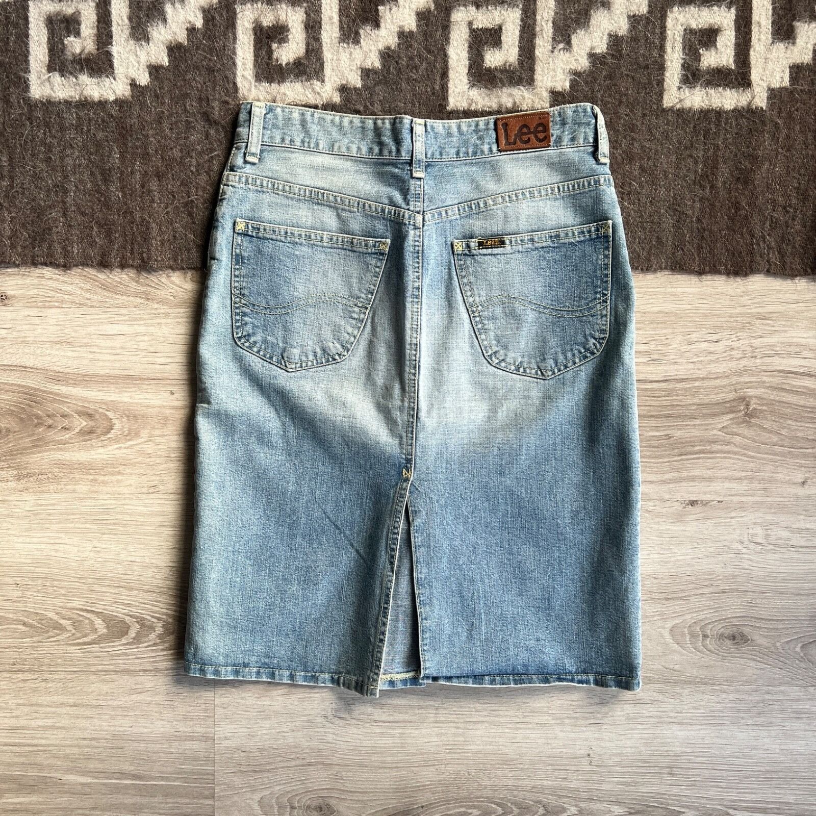 Jean Lee Jeans Vintage Boho Pleat Denim Lace Up Skirt 8926AC Size 30" / US 8 / IT 44 - 2 Thumbnail