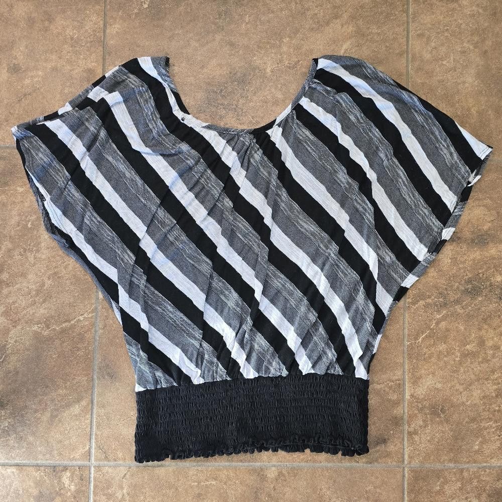 Designer Grey Black ACW Cinched Short Sleeve Size M / US 6-8 / IT 42-44 - 2 Thumbnail