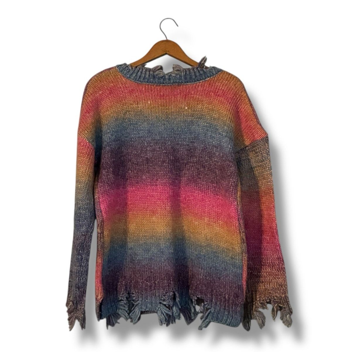 Other Sabrina Lauren distressed rainbow chunky knit sweater Size XL / US 12-14 / IT 48-50 - 3 Thumbnail