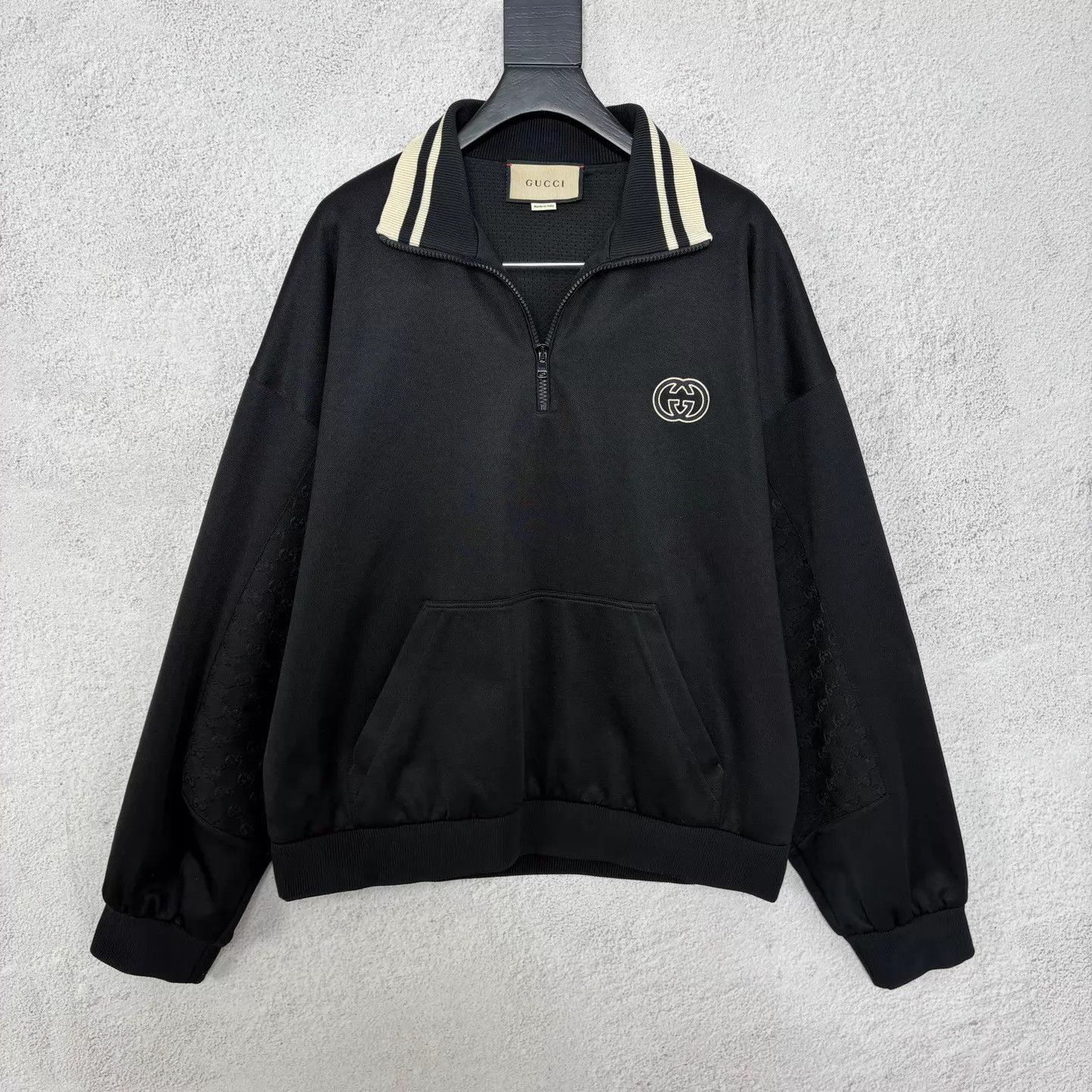 Gucci Black Half-Zip Collar Sweatshirt with Logo Size US XL / EU 56 / 4 - 1 Thumbnail