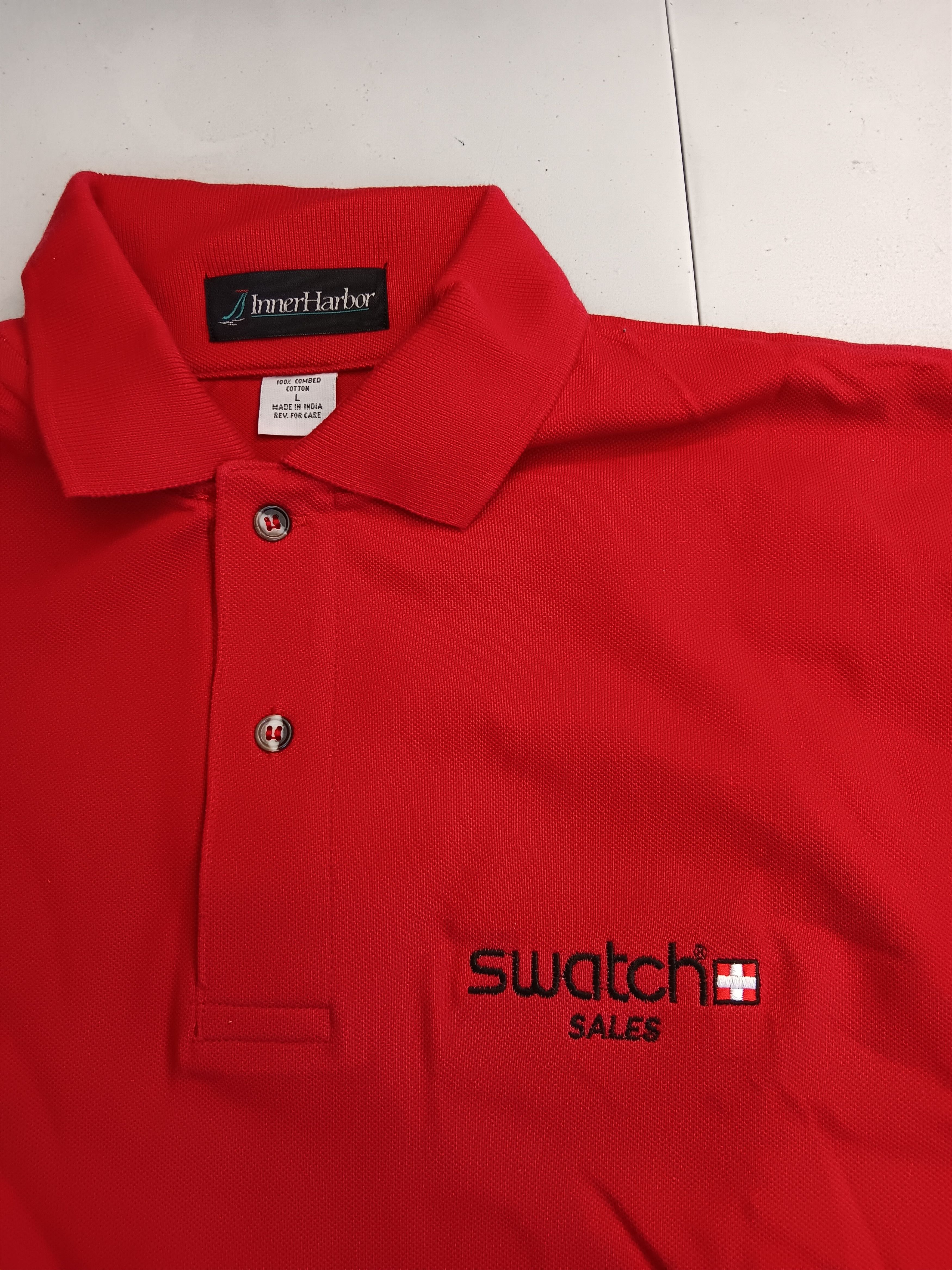 Swatch Vintage Swatch 1996 Olympics Sales Polo Shirt - LARGE Size US L / EU 52-54 / 3 - 4 Thumbnail