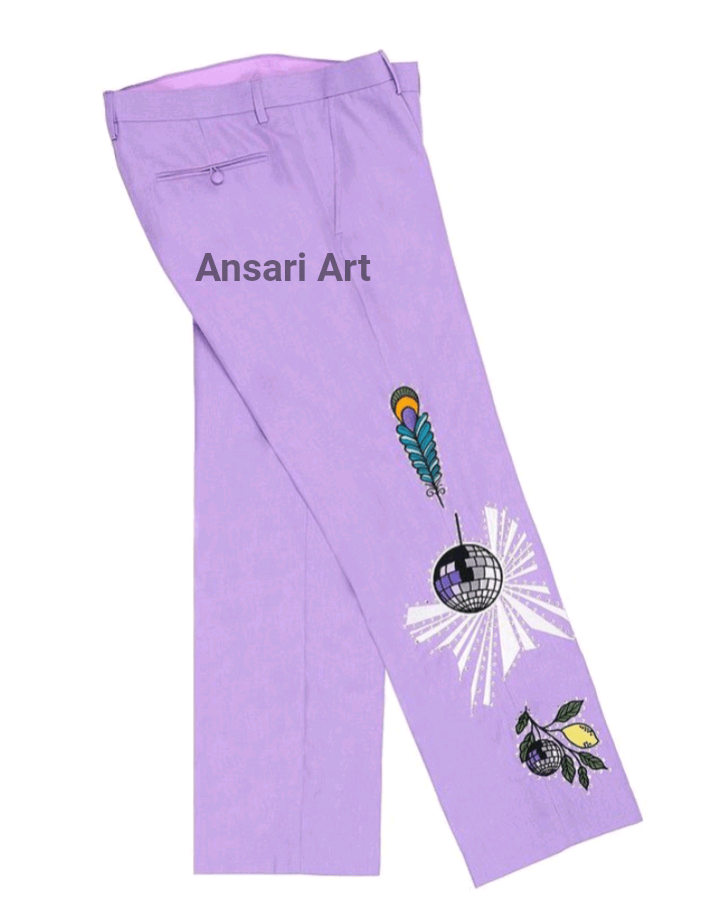 Designer Men Purple 2Pc Embroidered Cocktail Outfits Size 42L - 3 Thumbnail