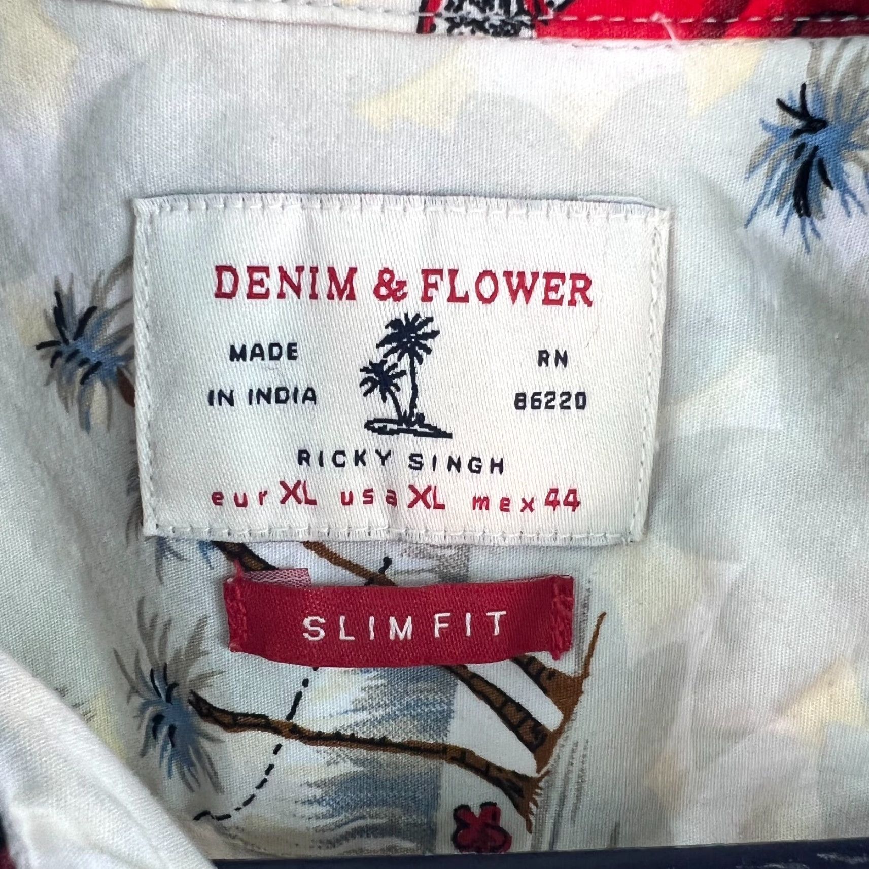 Denime Denim & Flower Ricky Singh Mens Car Print Slim Fit Multicolor Button Up Shirt XL Size US XL / EU 56 / 4 - 6 Thumbnail