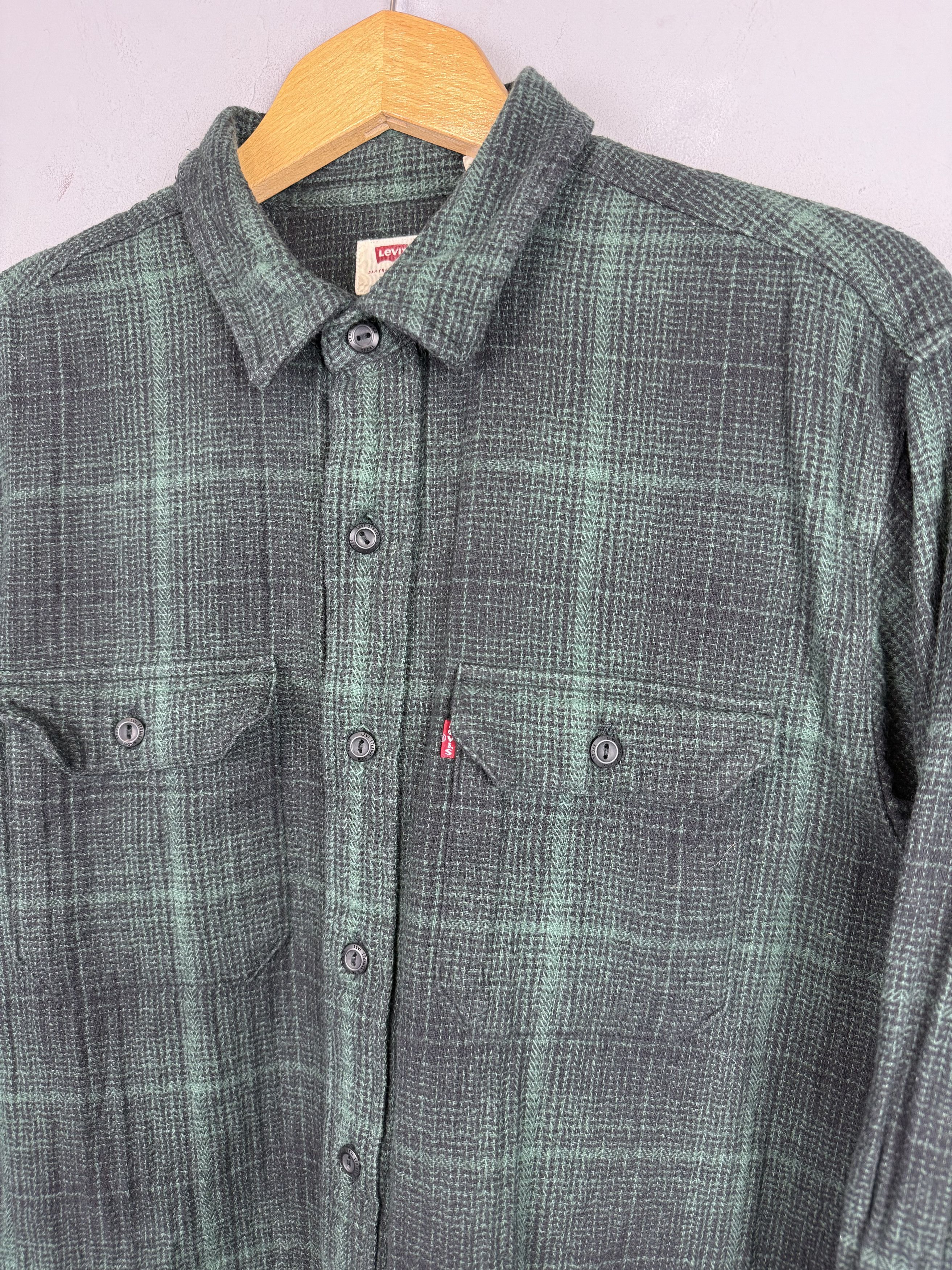 Flannel × Levi's Levi's Shirt Check Long Sleve Black Green Relaxed Fit Size US L / EU 52-54 / 3 - 2 Thumbnail