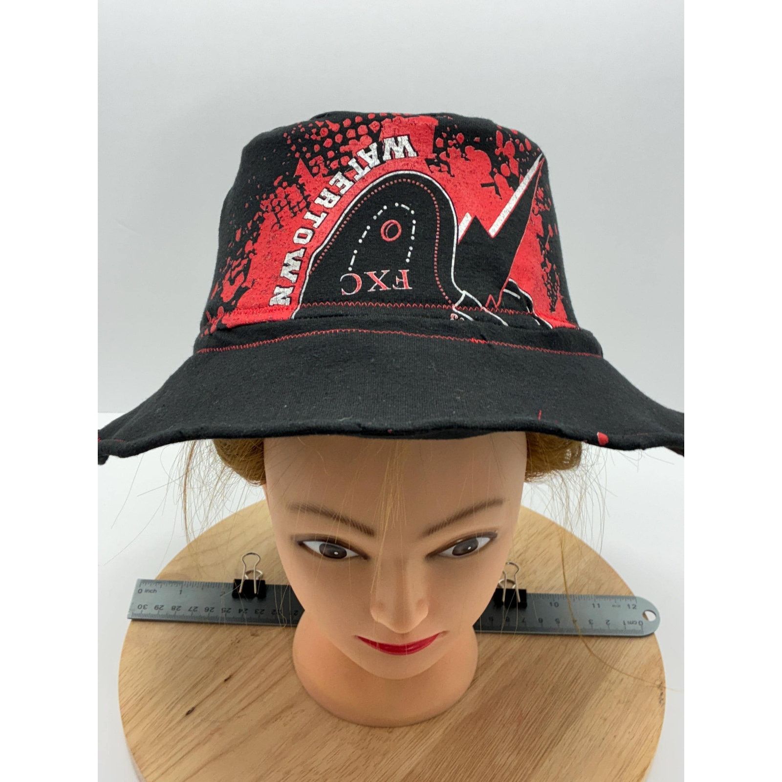 Other Upcycled Bucket Hat – Large (23") – Red & Black Graphic Size ONE SIZE - 8 Thumbnail
