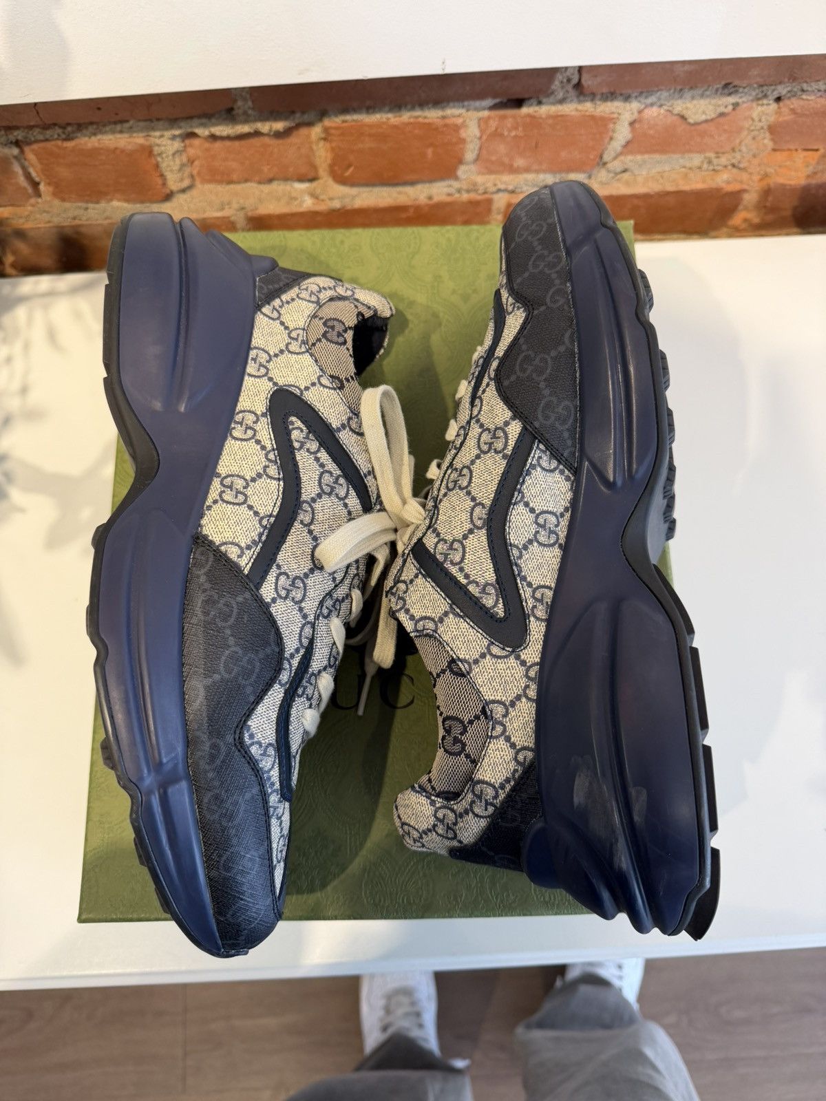 Gucci Gucci Rhyton Monogram Navy Sneakers Size US 11.5 / EU 44-45 - 4 Thumbnail