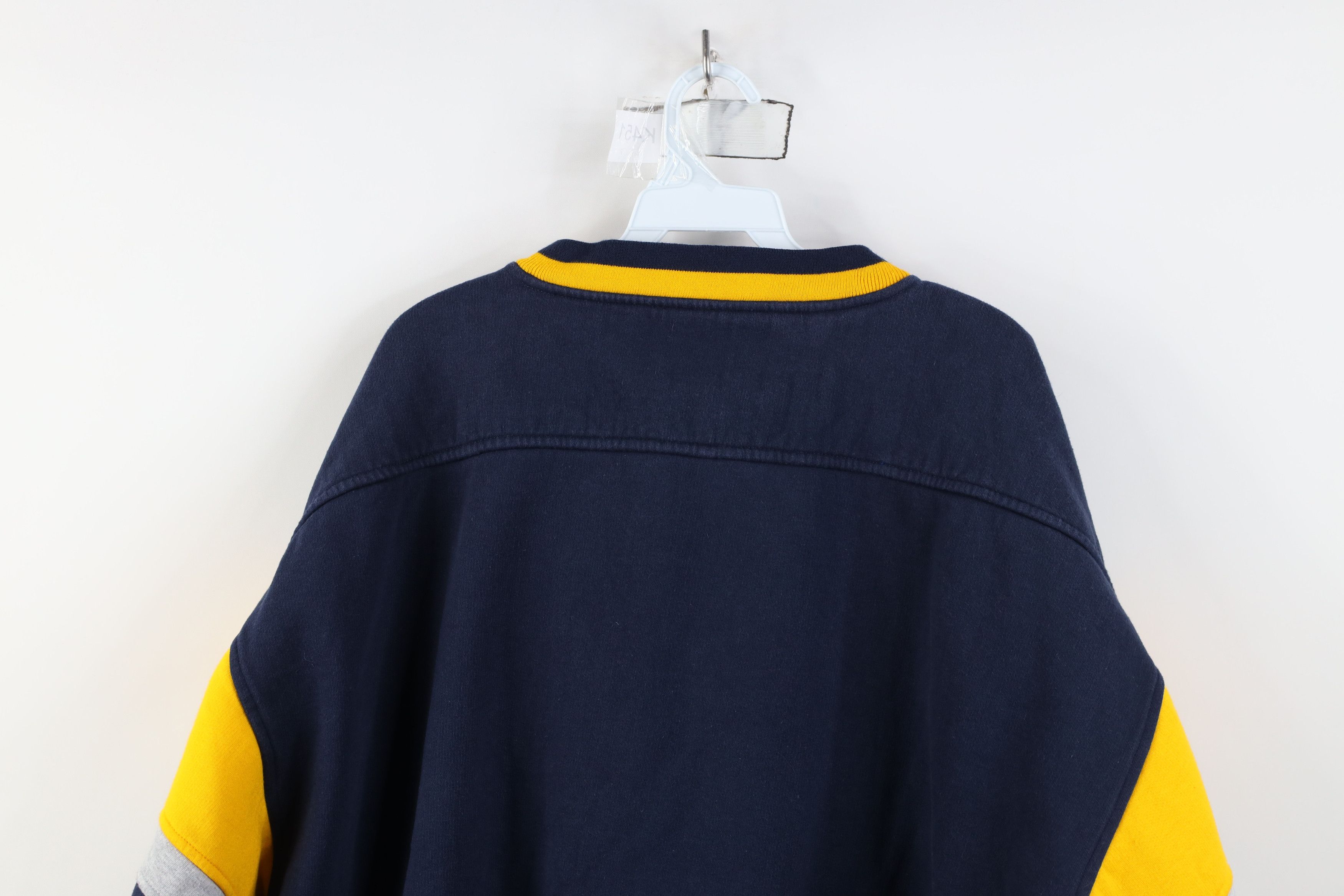 Vintage Vintage 90s Spell Out University of Michigan Sweatshirt Blue Size US XL / EU 56 / 4 - 11 Thumbnail