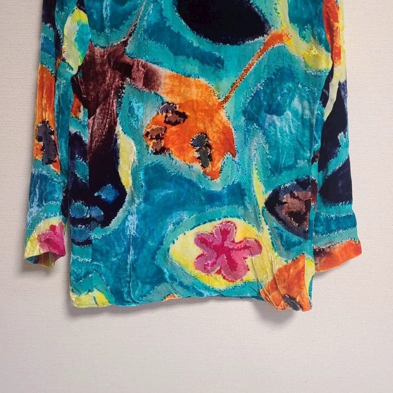 Issey Miyake Issey Miyake Blue silk blended floral cardigan Size M / US 6-8 / IT 42-44 - 7 Thumbnail