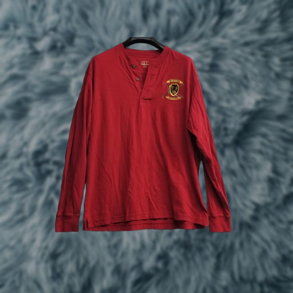 Vintage Cabela's Mens Shirt Medium Red Thermal Long Sleeve Knit Henley Size US M / EU 48-50 / 2 - 1 Thumbnail