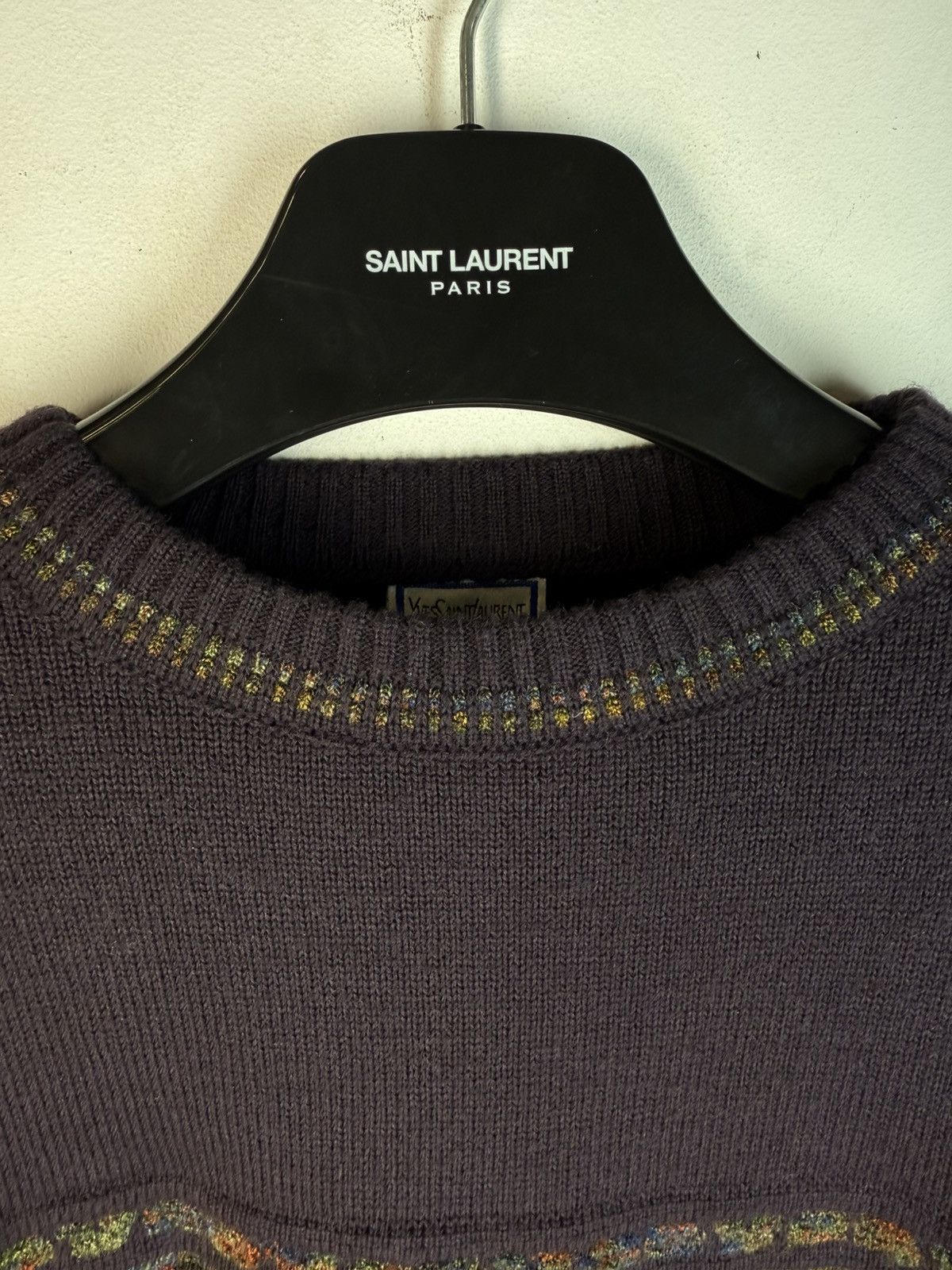 Yves Saint Laurent 90’s YSL Sweater Wool Burgundy/Green Size US L / EU 52-54 / 3 - 17 Thumbnail