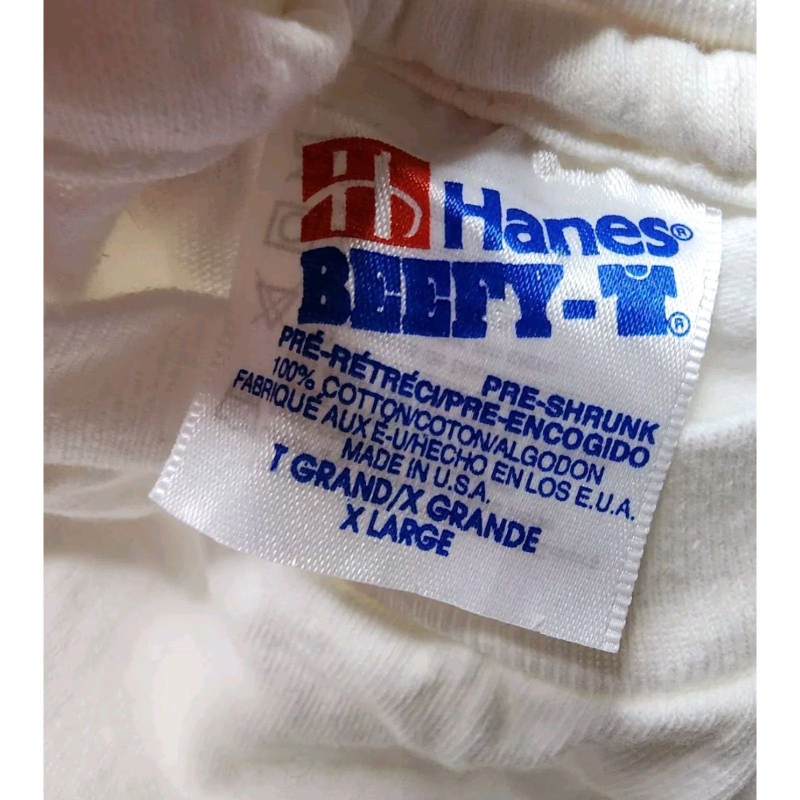 Hanes VINTAGE Hanes T-Shirt Mens XL Oklahoma State Dad Embroidered Cotton White Logo 90s Retro College USA Shirt Size US XL / EU 56 / 4 - 5 Thumbnail
