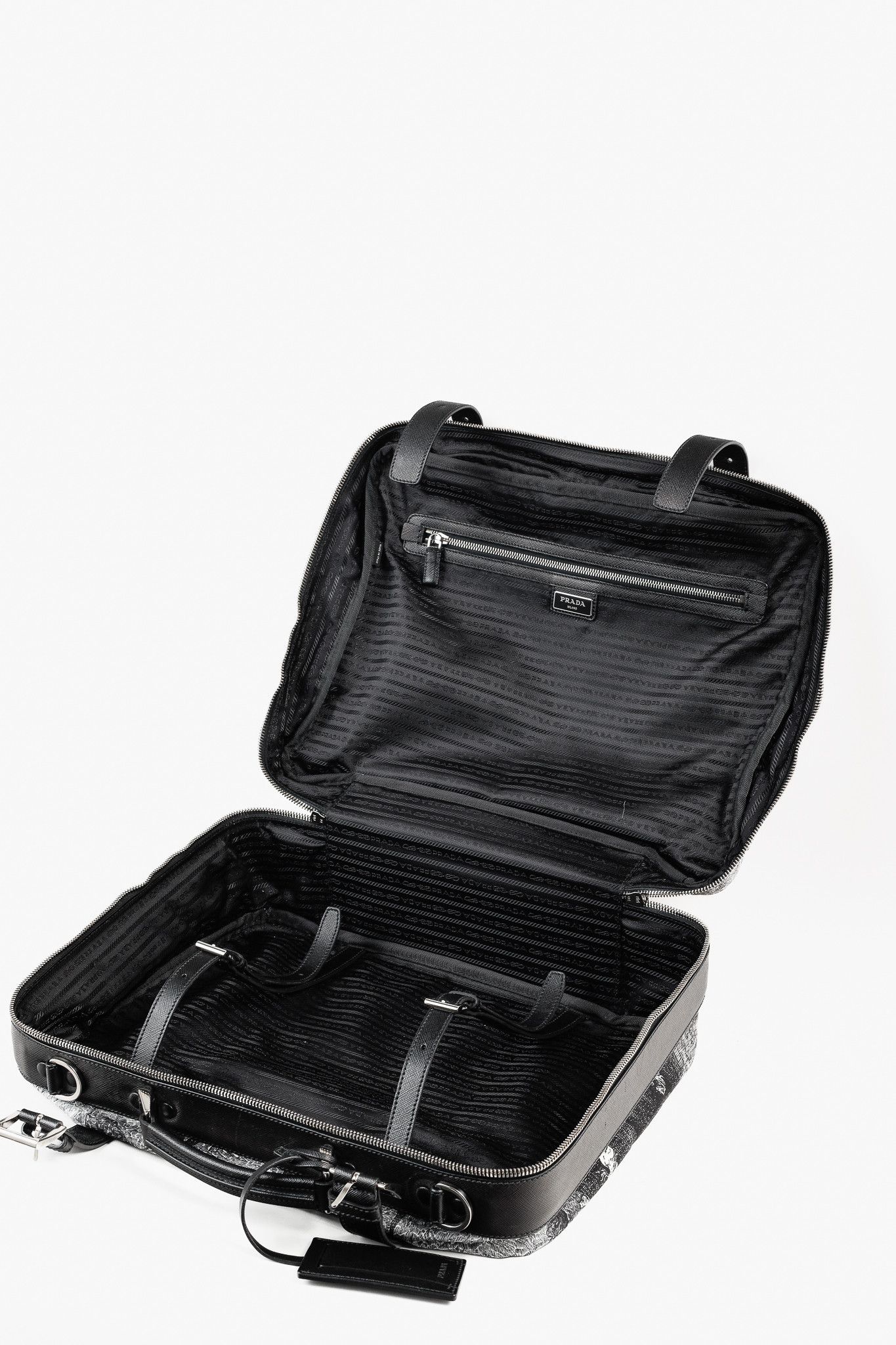 Prada Prada AW/16 Animal Kingdom Nero & Avorio Tessuto Suitcase Size ONE SIZE - 14 Thumbnail
