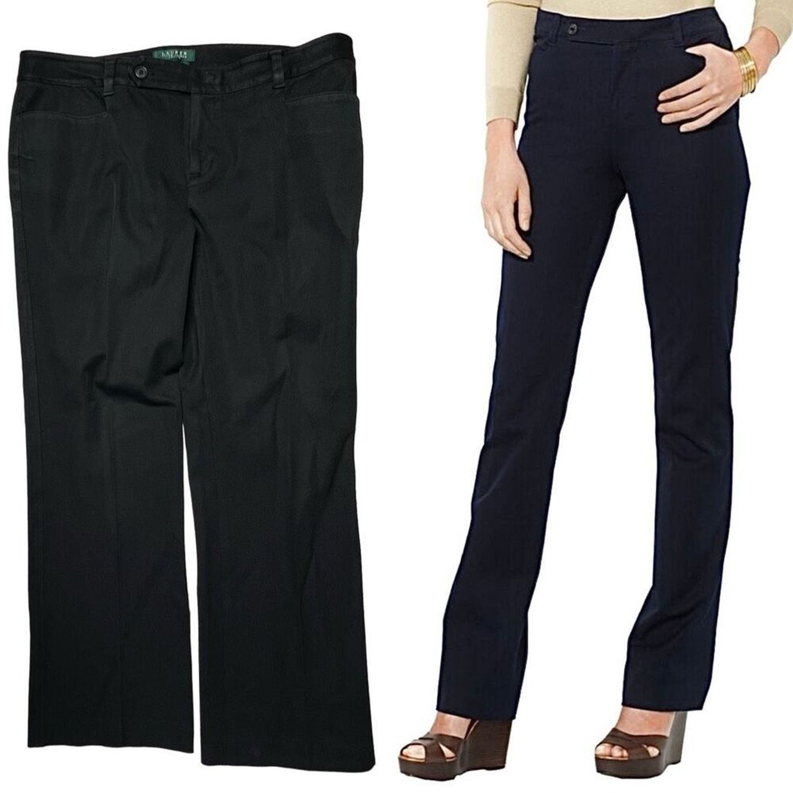 Ralph Lauren Ralph Lauren Adelle Stretch Dress Petite Pants Black 14P Size 36" / US 14 / IT 50 - 2 Thumbnail