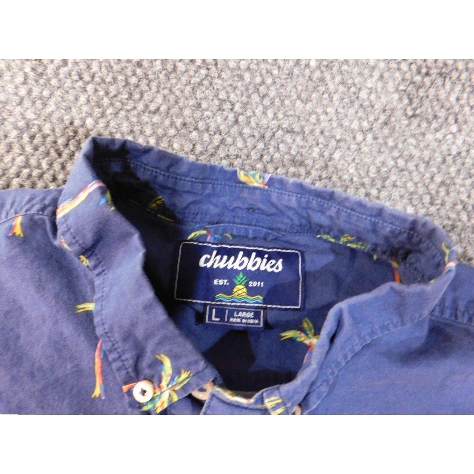 Chubbies chubbies Shirt Large Mens Blue Palm Trees Button-Up Vacation Casual Short Sleeve Size US L / EU 52-54 / 3 - 6 Thumbnail