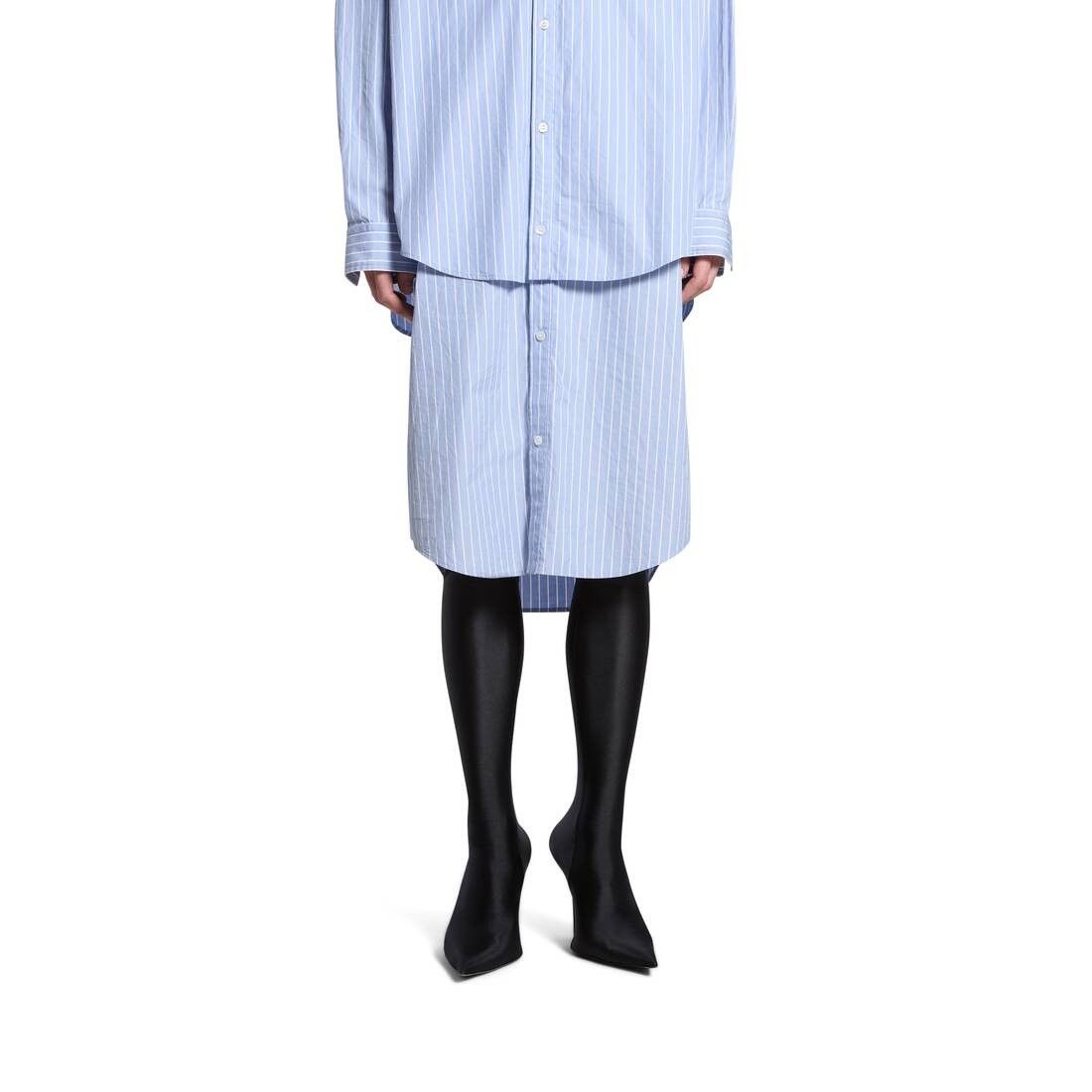 Balenciaga oc11z0825 BB Classic Layered Shirt Dress in Light Blue/White Size S / US 4 / IT 40 - 6 Thumbnail