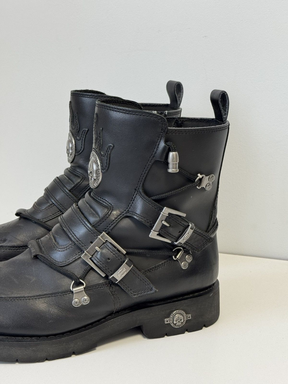 Harley Davidson Harley-Davidson D94167 Distortion Skull Leather Motorcycle Size US 13 / EU 46 - 4 Thumbnail