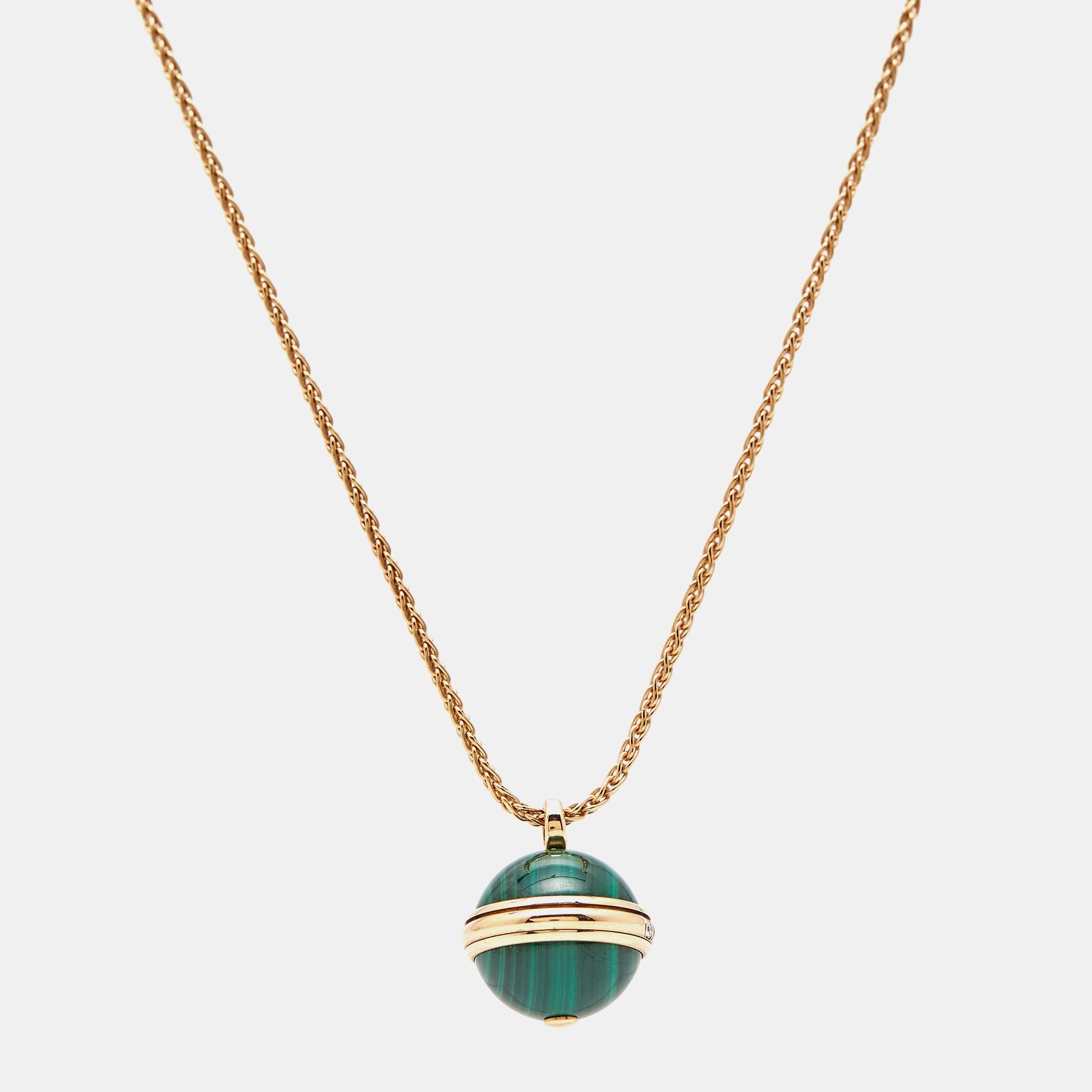 image of Piaget Possession Malachite Diamond 18K Rose Gold Necklace, Women's