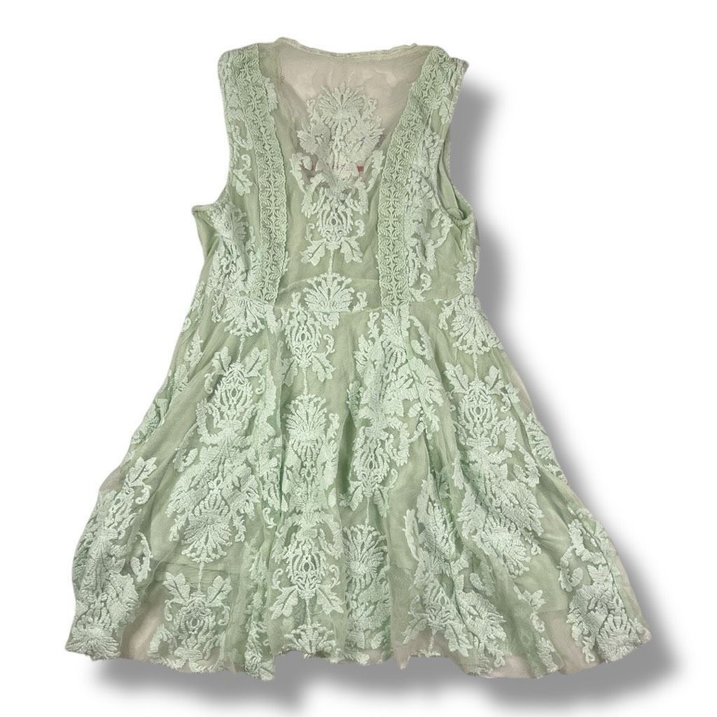 Free People Reign Over Me Sea Green Lace Mini Dress Size Sma