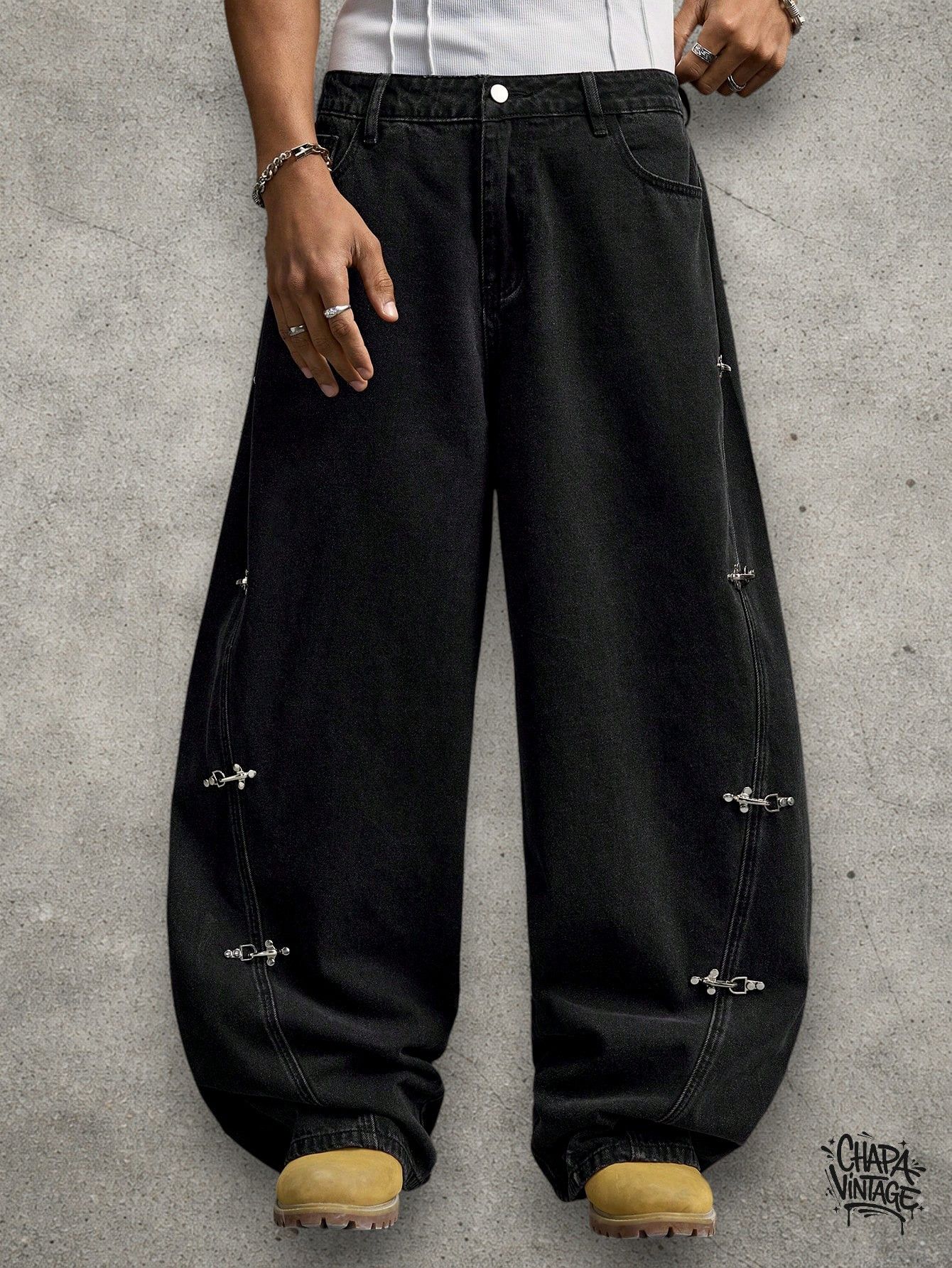 Vintage Baggy buckle washed jeans Size US 32 / EU 48 - 1 Thumbnail