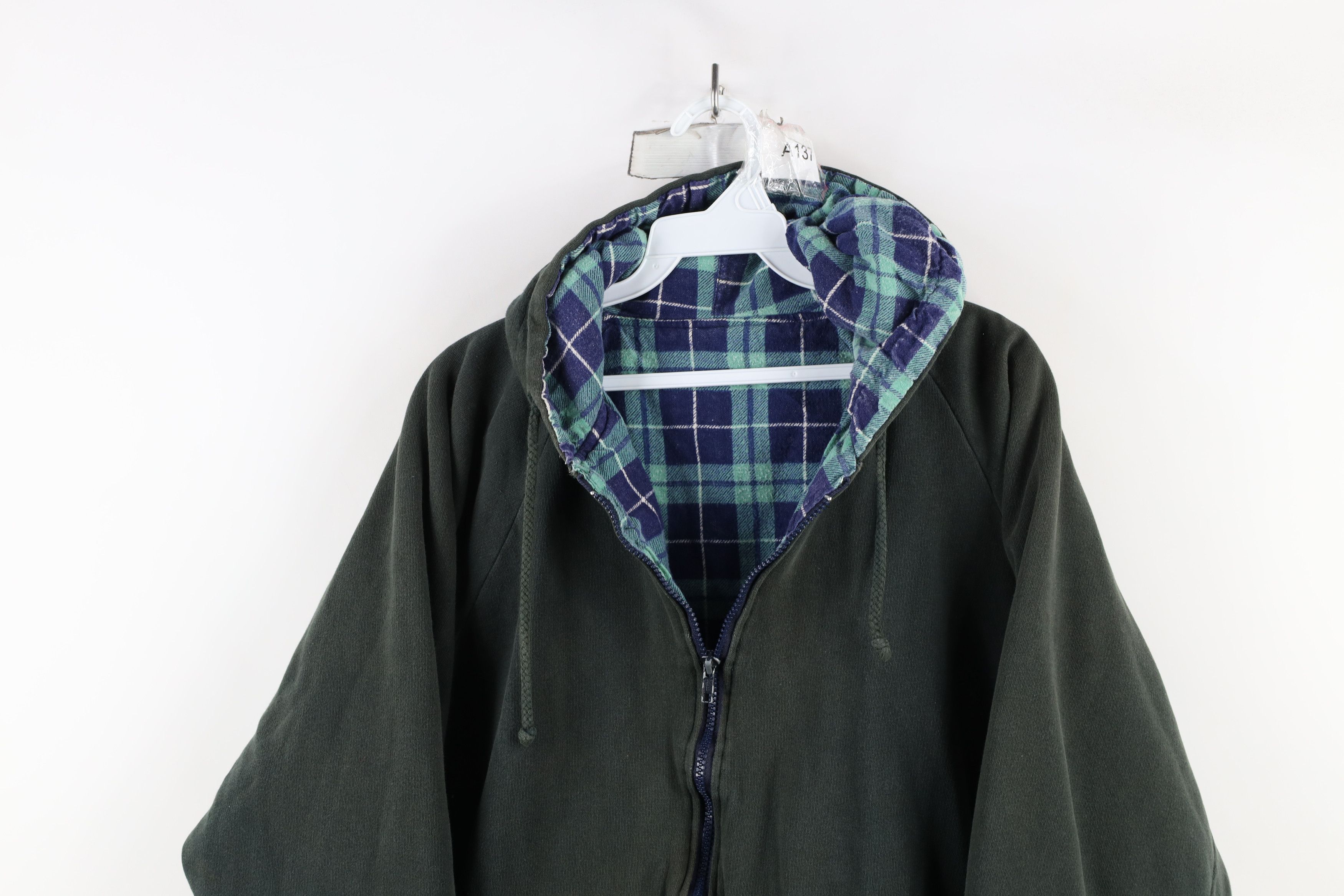 Vintage Vintage 90s Streetwear Blank Reversible Full Zip Hoodie Size US L / EU 52-54 / 3 - 2 Thumbnail