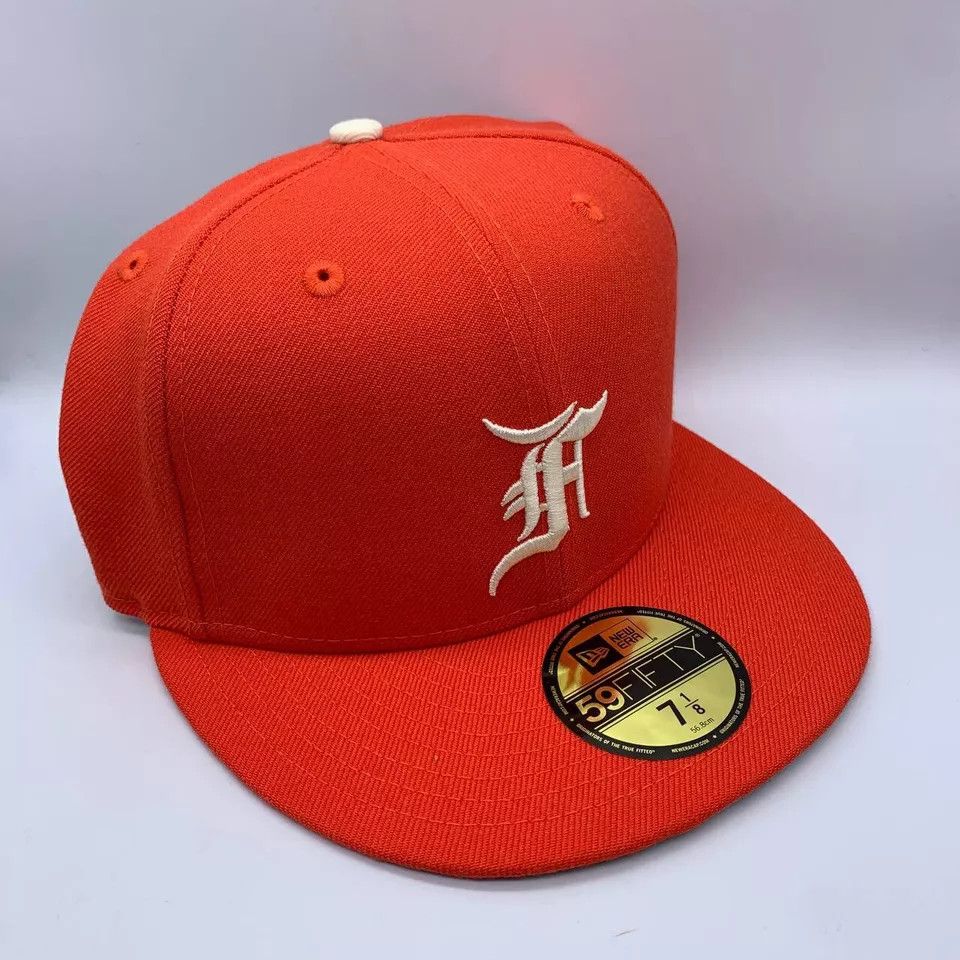 Fear of God × New Era Fear of God 7 1/8 Hat Fitted Cap Orange Jordan FOG Size ONE SIZE - 3 Thumbnail
