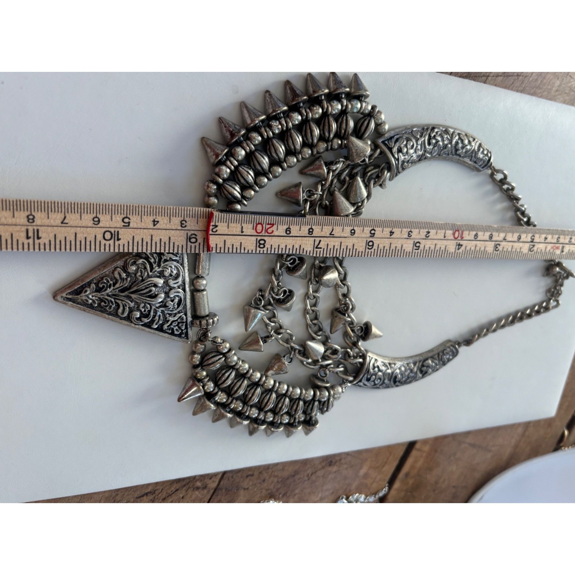 Other Bohemian Tribal Statement Necklace With Engraved Triangular Size ONE SIZE - 9 Thumbnail
