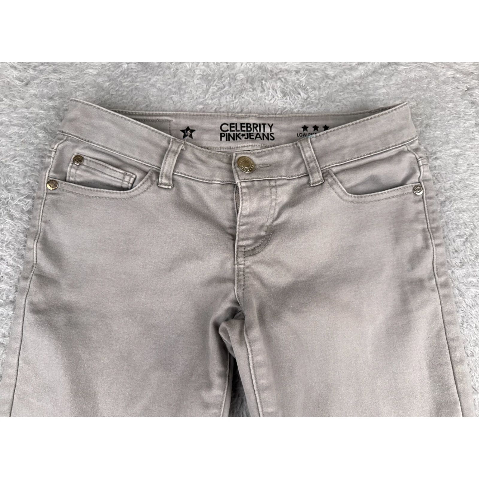 Vintage Celebrity Pink Jeans Junior 0 S Gray Denim Skinny Cotton Blend Low Rise 28x30 Womens Jeans Size 25" / US 0 / IT 36 - 4 Thumbnail