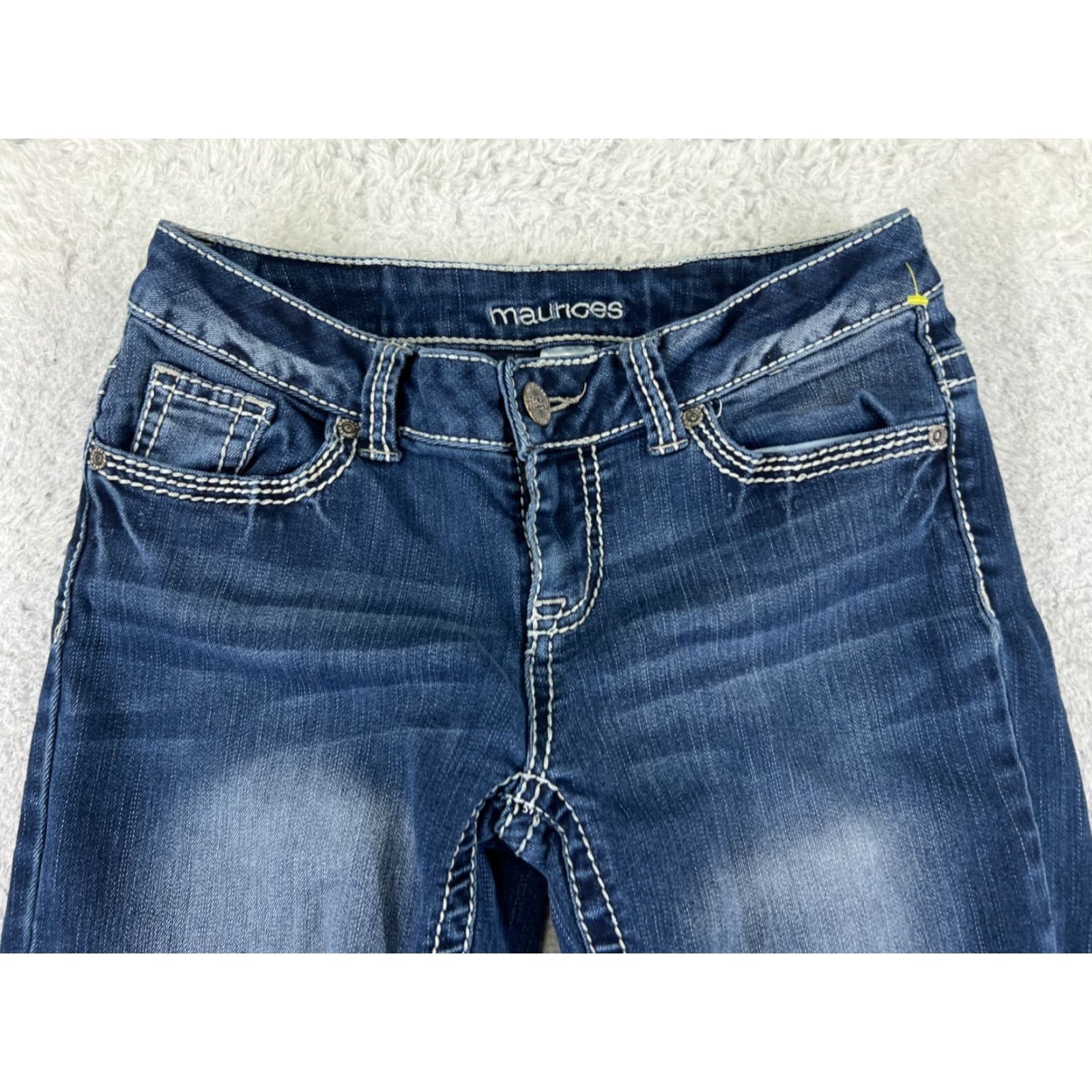 Vintage Maurices Jeans Women Bootcut Denim 26x29 Low Rise 3 Pockets Zipper Distressed Blue Cotton Size 26" / US 2 / IT 38 - 4 Thumbnail