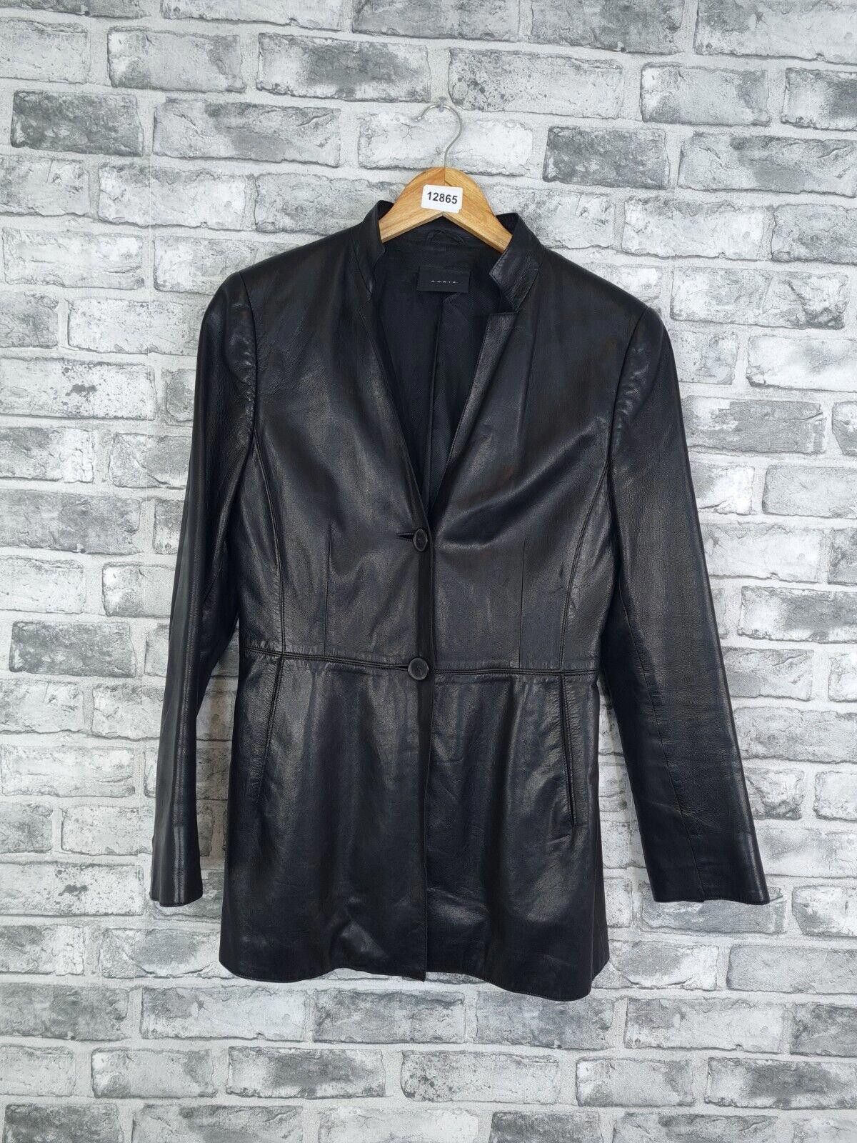 image of Akris Leather Jacket Size 14 Black Coat Super Soft, Women's